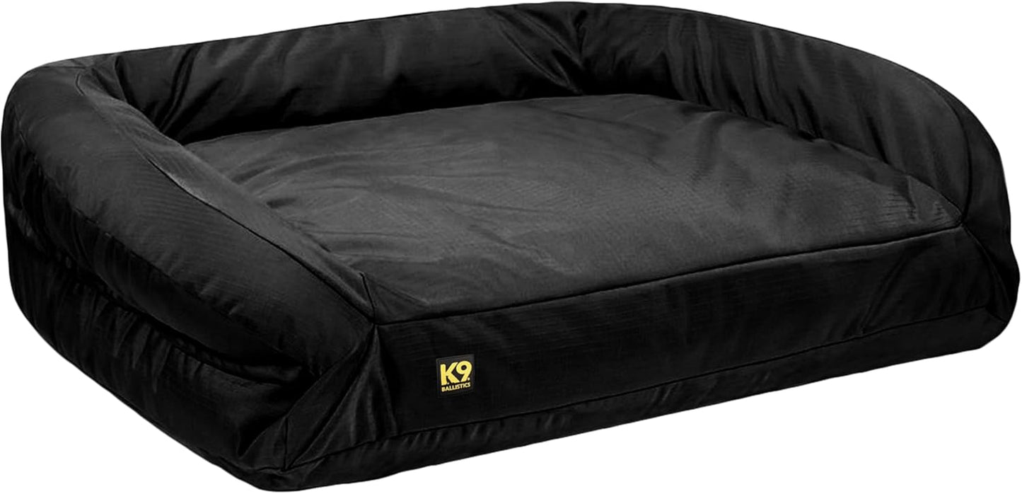 K9 Ballistics Tough Orthopedic XL Extra Large Bolster Dog Bed - Washable, Durable and Water Resistant Dog Bed - Made for Big Dogs, 38"x54", Black