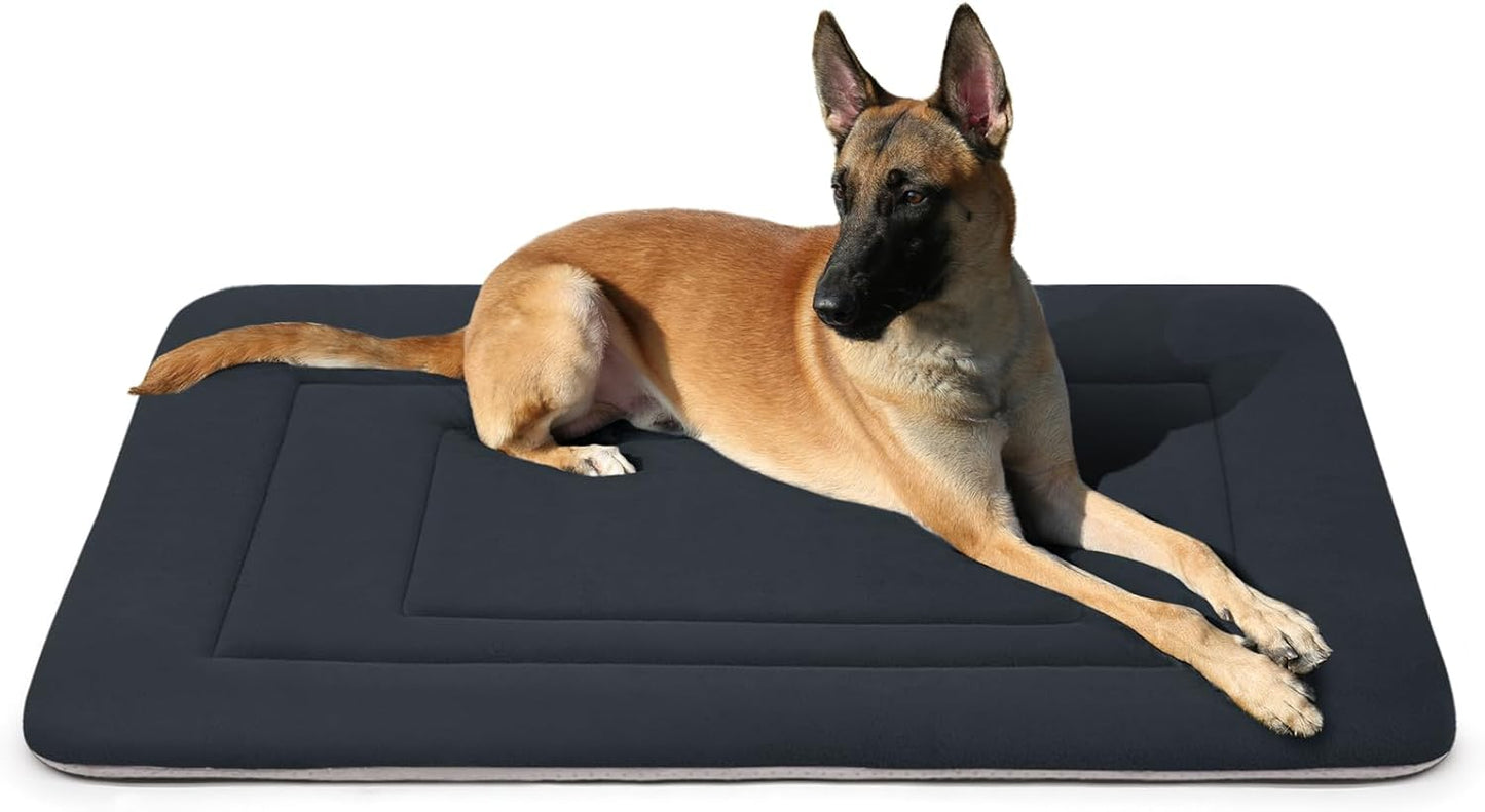JoicyCo Soft Dog Crate Bed Pad Mat, 42 in Non-Slip Bottom Washable for Large Dogs, Pet Mattress Kennel Pad, Dark Gray