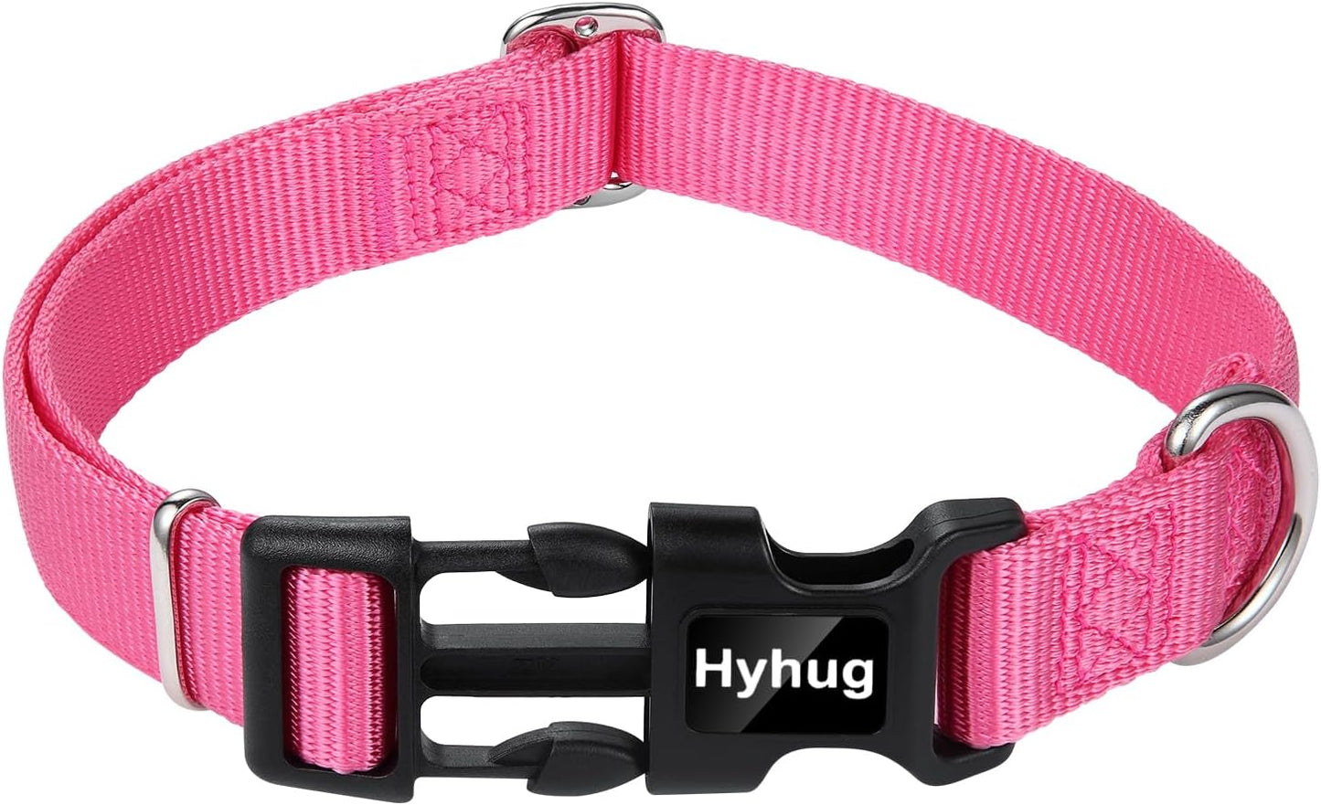 Hyhug Small Dog Collar Quick-Release Pink| Heavy-Duty Nylon Puppy Collar, Adjustable & Durable Pet Supplies for Boy & Girl Dogs (Small, Candy Pink)