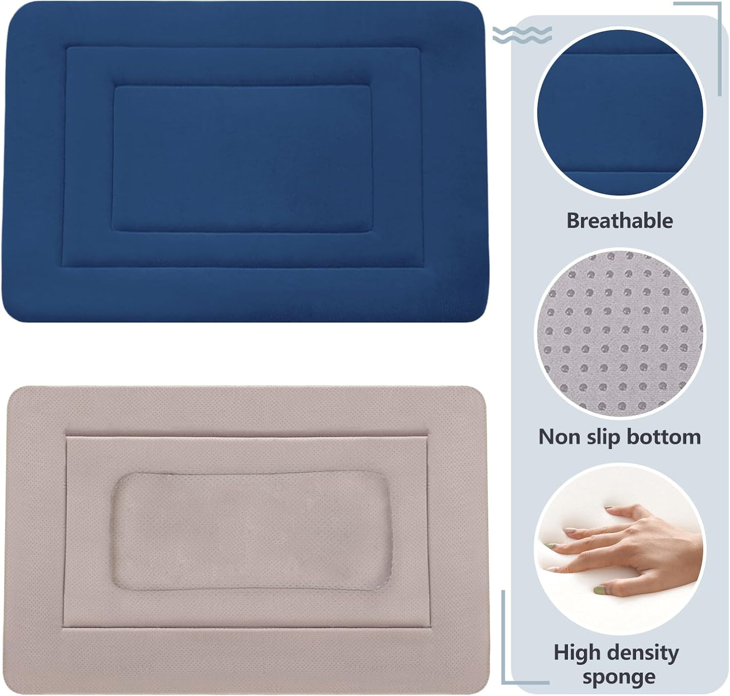 JoicyCo Dog Bed Soft Dog Crate Bed Pad Mat, 42 in Non Slip Bottom Washable Dog Beds for Large Dogs, Pet Bed Mattress Kennel Pad, Dark Blue