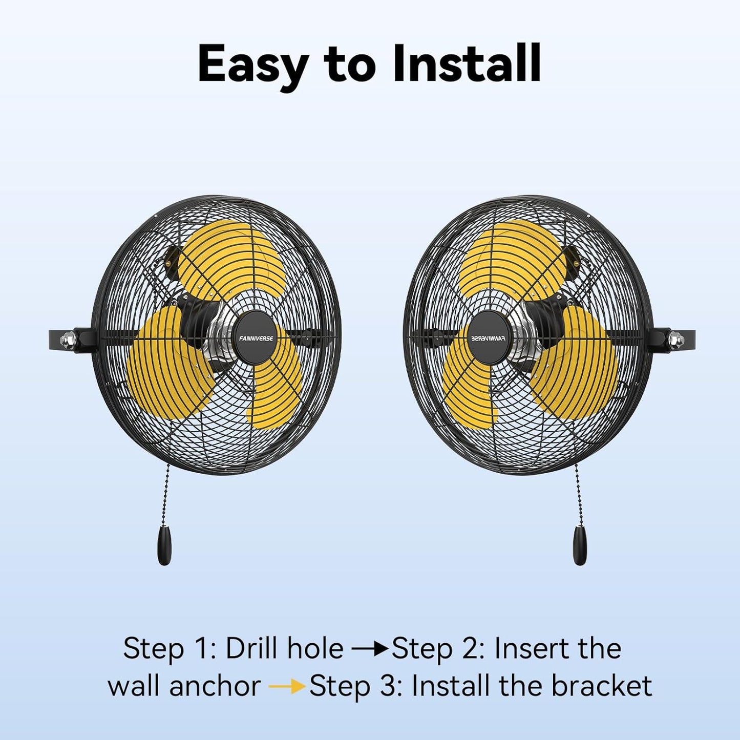 12 Inch Wall Fan Pro Series - Sealed Motor High Velocity Wall Mount Fans for Commercial, Residential, Warehouse, Covered Patio, Shop, Garage, Barn, Gazebo 3 Speed 2800 CFM UL Safety Listed