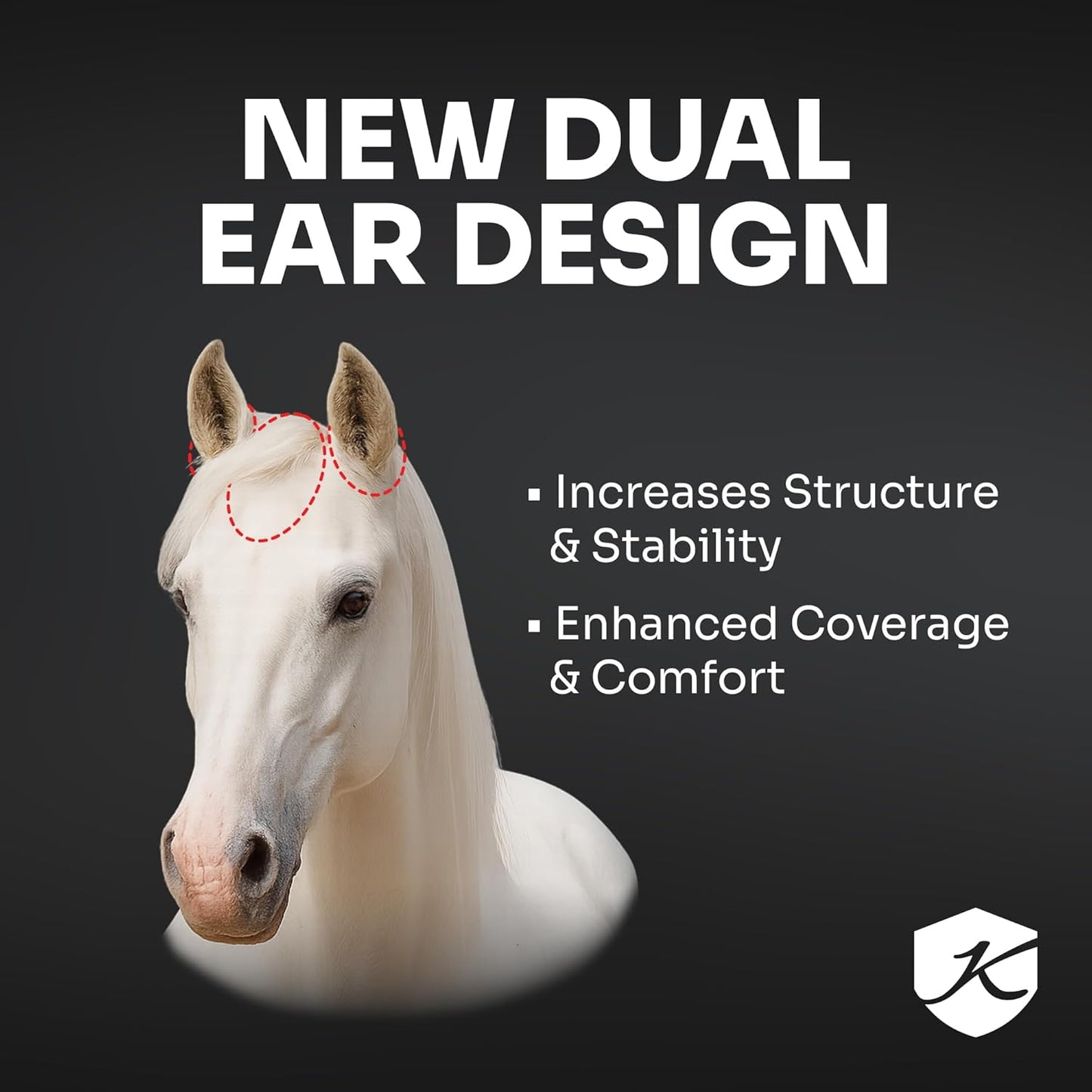 Kensington UV Horse Fly Mask with Web Trim - Protective Mask with Dual Ear Opening & Forelock Freedom - Large, Imperial Jade