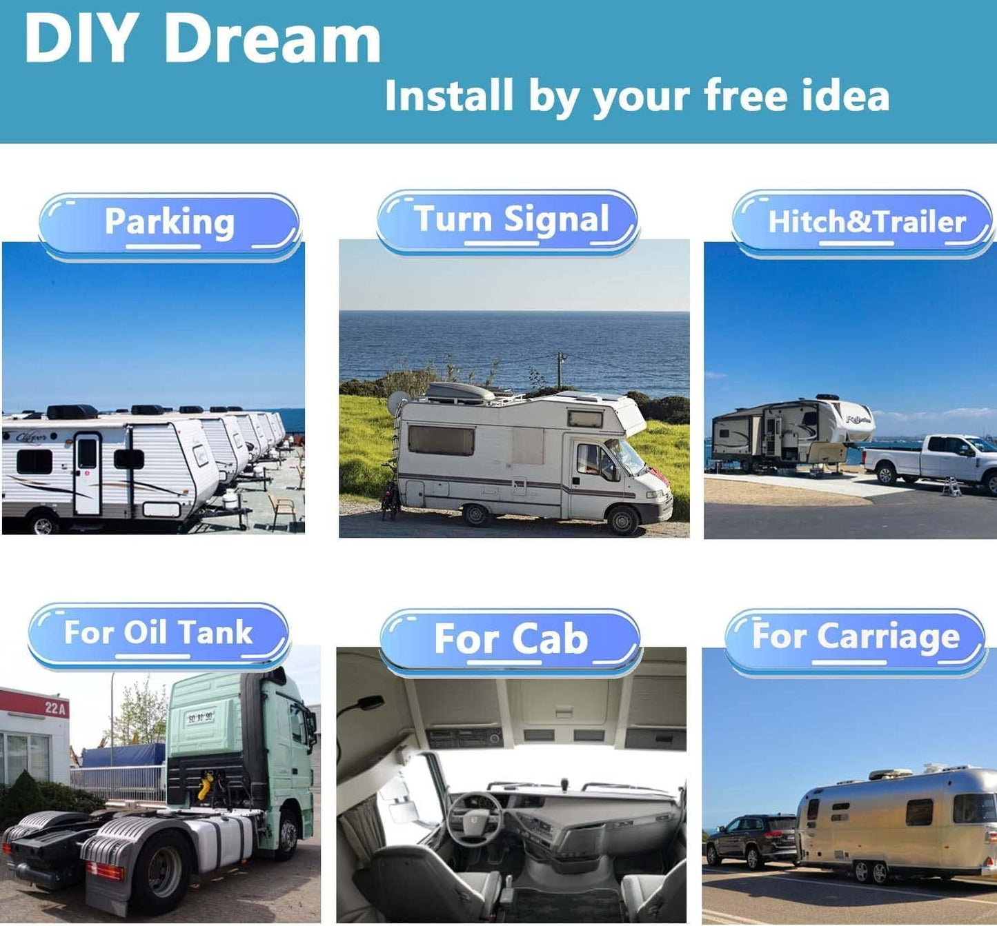 Wireless Touchable Screen 128GB Large Audio 1080P 2 Split Image 11 Inch Monitor Backup Camera Built-in DVR Video for RV Truck Trailer Skid Steer Rear Front Reversing DW102