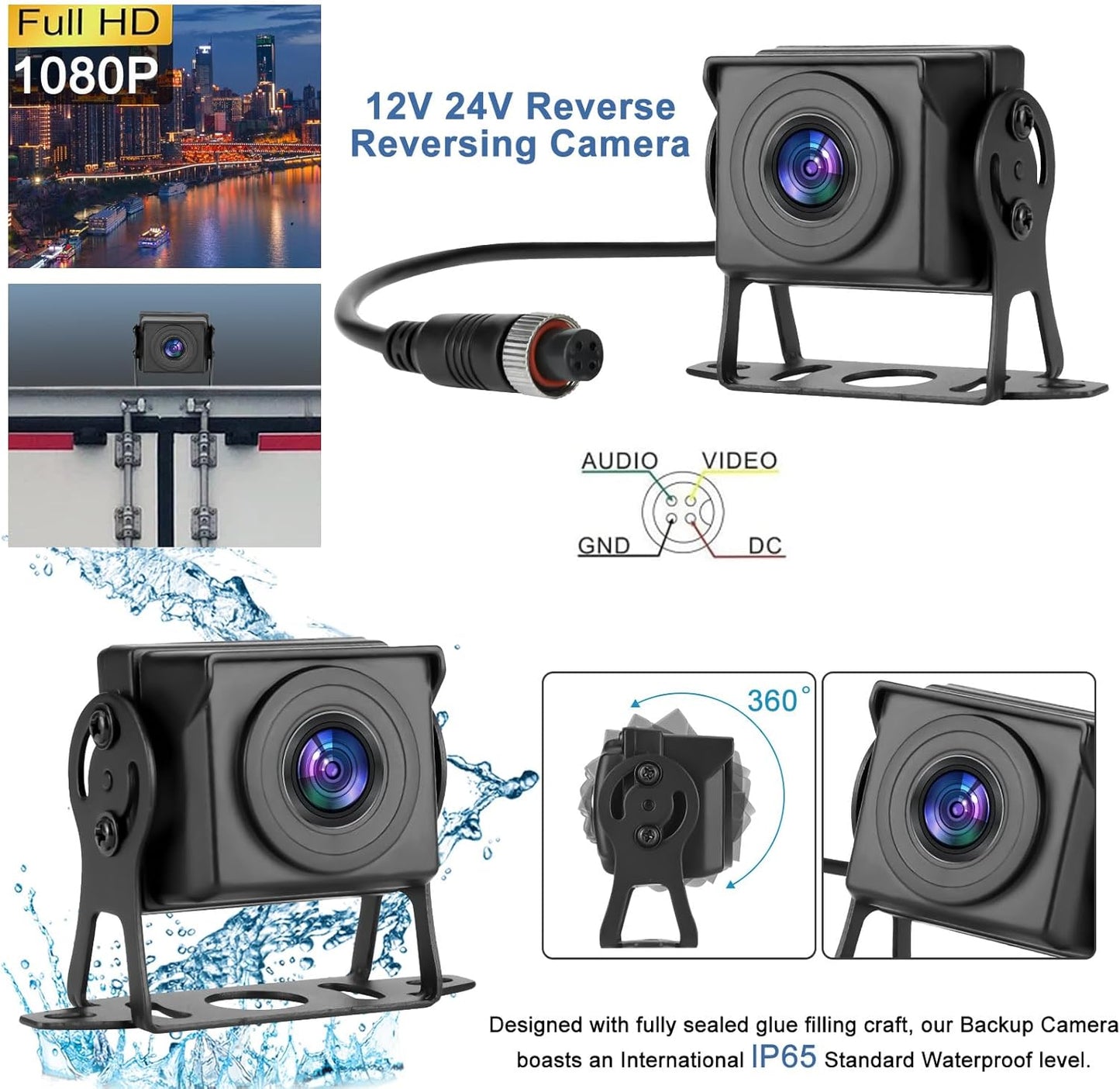 Kairiyard Backup Camera, 7 Inch HD 1080P Reverse Rear View Camera 150° Wide Angle Wired Back up Camera System for Truck Car Trailer Camper Tractor