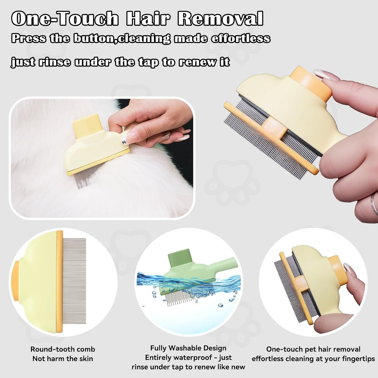 2 Pet Hair Removal Gloves, 2 Flea Combs for Cats and Dog,Reusable Electrostatic Gloves and Long & Short Flea Combs, 4 PCS pet hair removal tools