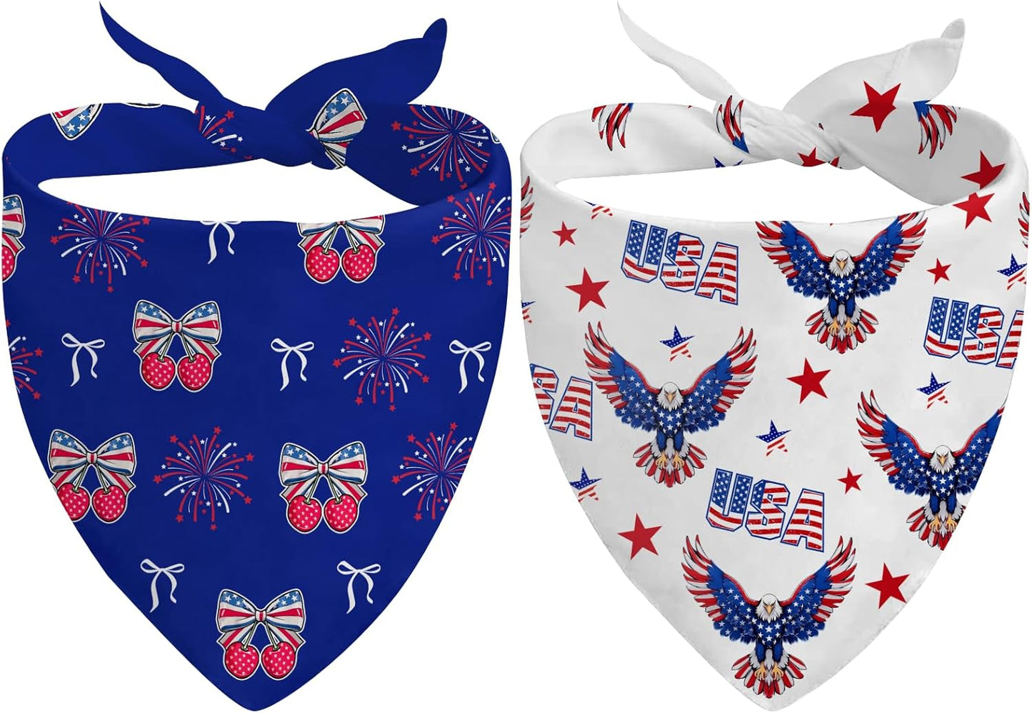 2 Pcs Patriotic Dog Bandana, American Flag Dog Bandana, Independence Day Puppy Scarf Kerchief Bandana for Medium Pet Dogs On Birthday, Gifts for Puppy, Red White and Blue Bandanas