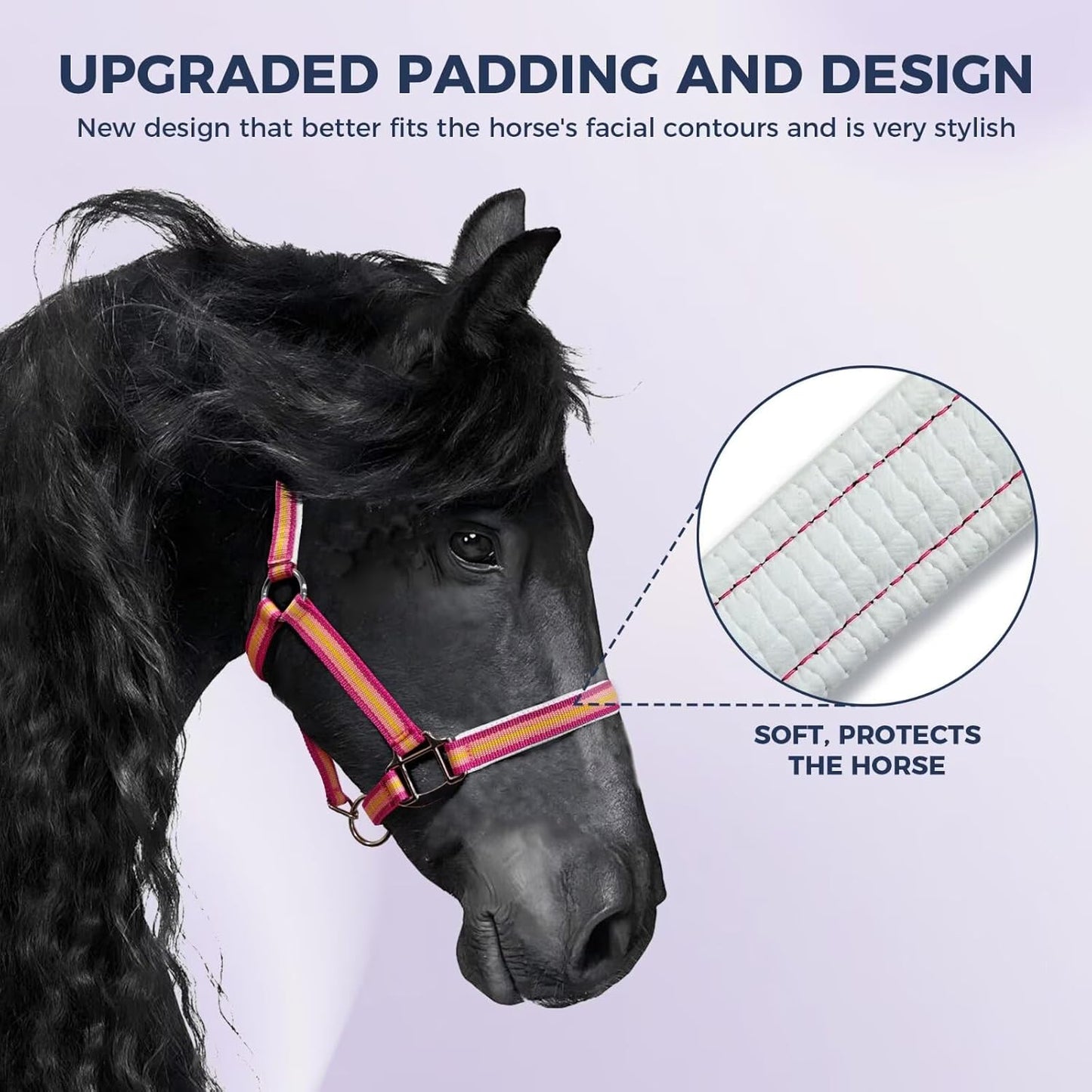JWODVNTH Adjustable Horse Halter with PP Webbing, Durable Horse Halters with Zinc Alloy Hardware, Horses Training Equipment to Prevent Friction for Training, Competitions & Daily