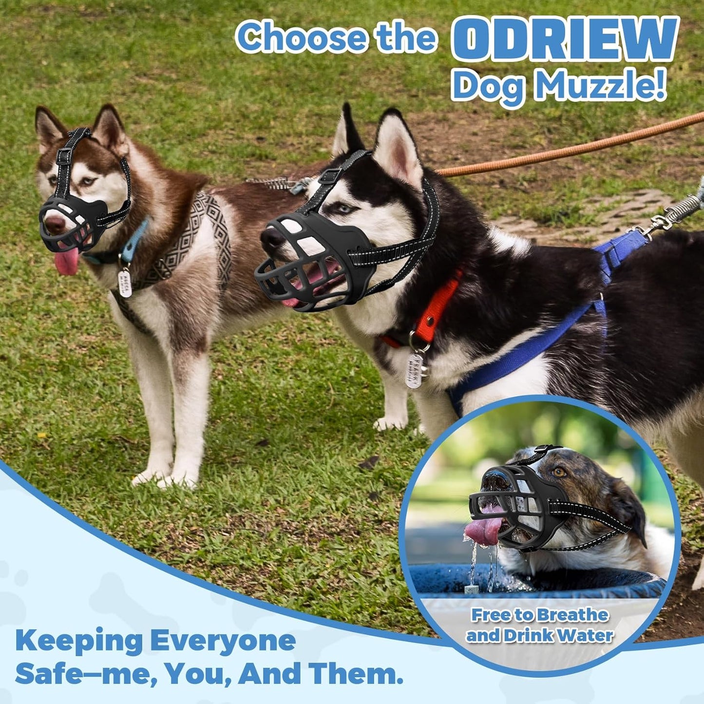 Dog Muzzle for Large Dogs, Breathable Basket Muzzles for Small, Medium and X-Large Aggressive Dog, Allows Panting Drinking, Suitable for Grooming Trimming Training (2, Black)