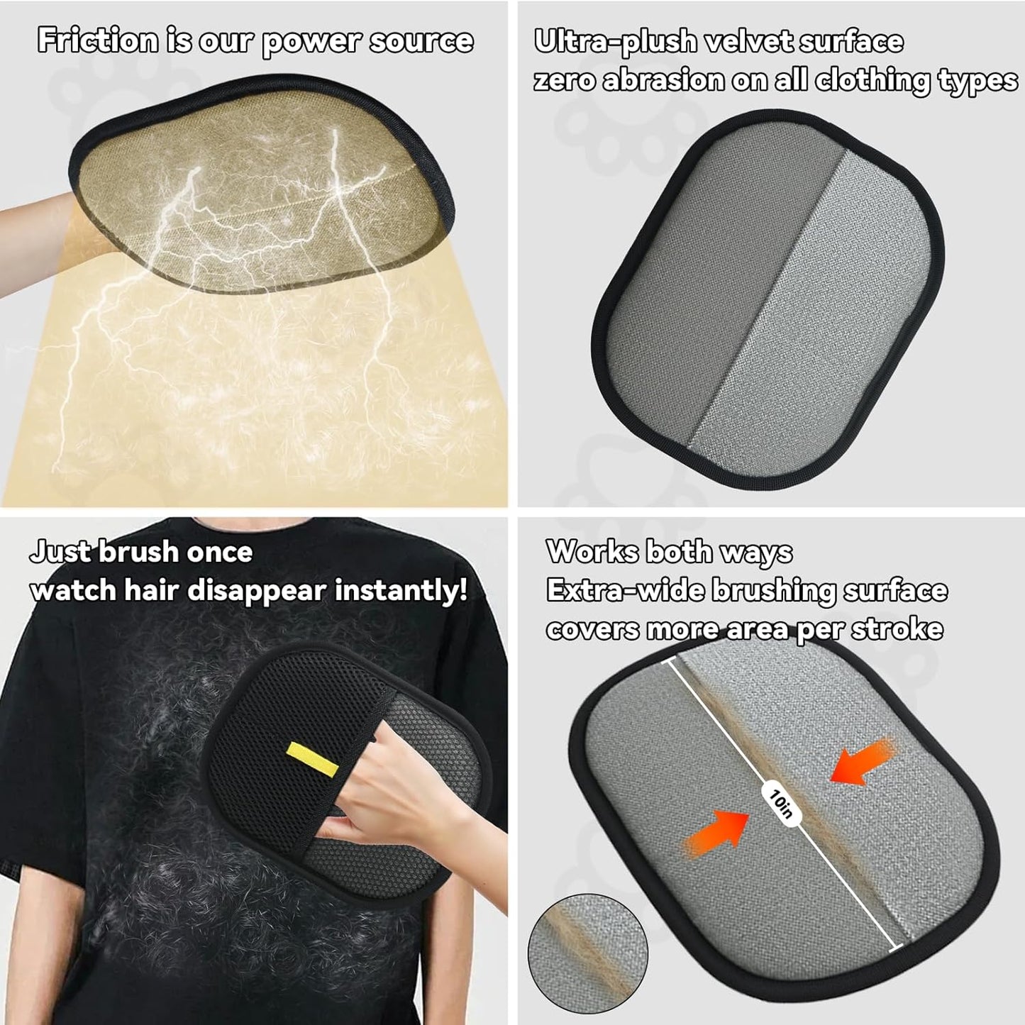 2 Pet Hair Removal Gloves, 2 Flea Combs for Cats and Dog,Reusable Electrostatic Gloves and Long & Short Flea Combs, 4 PCS pet hair removal tools