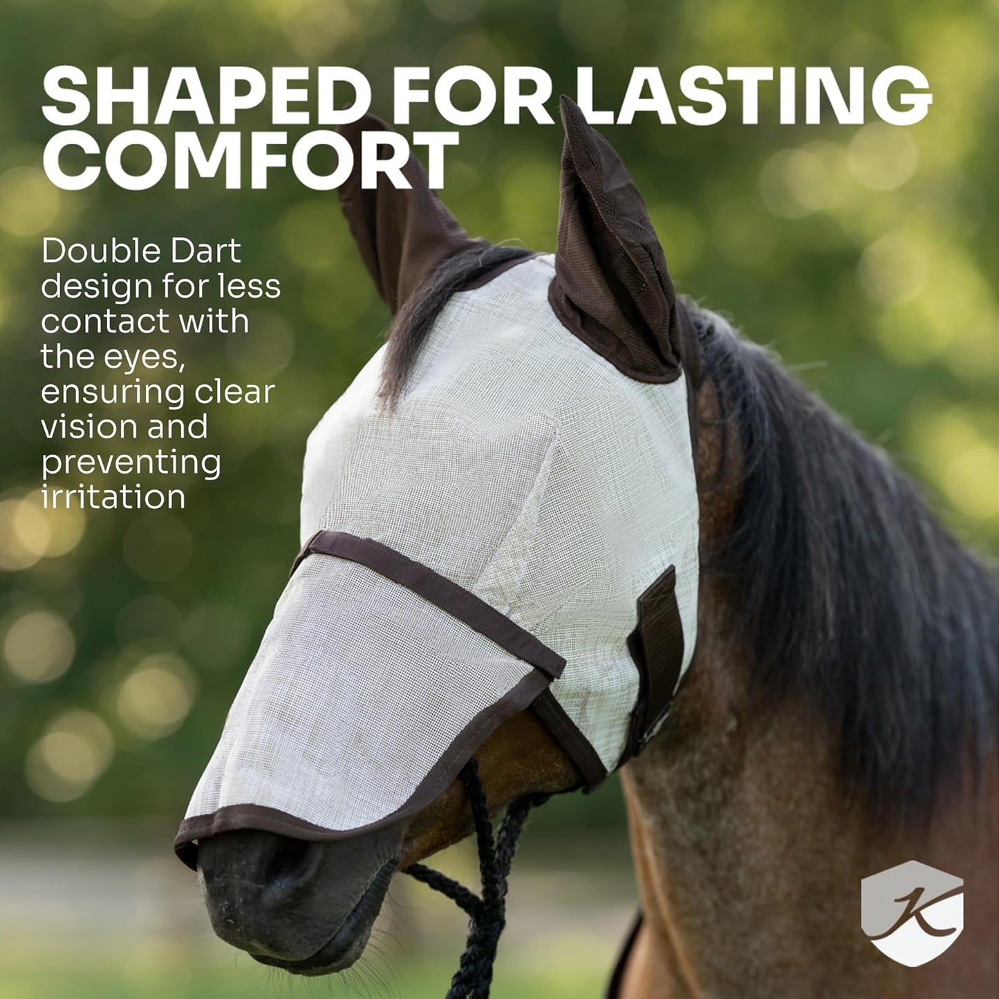 Kensington UV Fly Mask with Fleece Trim - Protective Mask with Dual Ear Opening & Forelock Freedom - Size: Small Color: 121-Deluxe Black