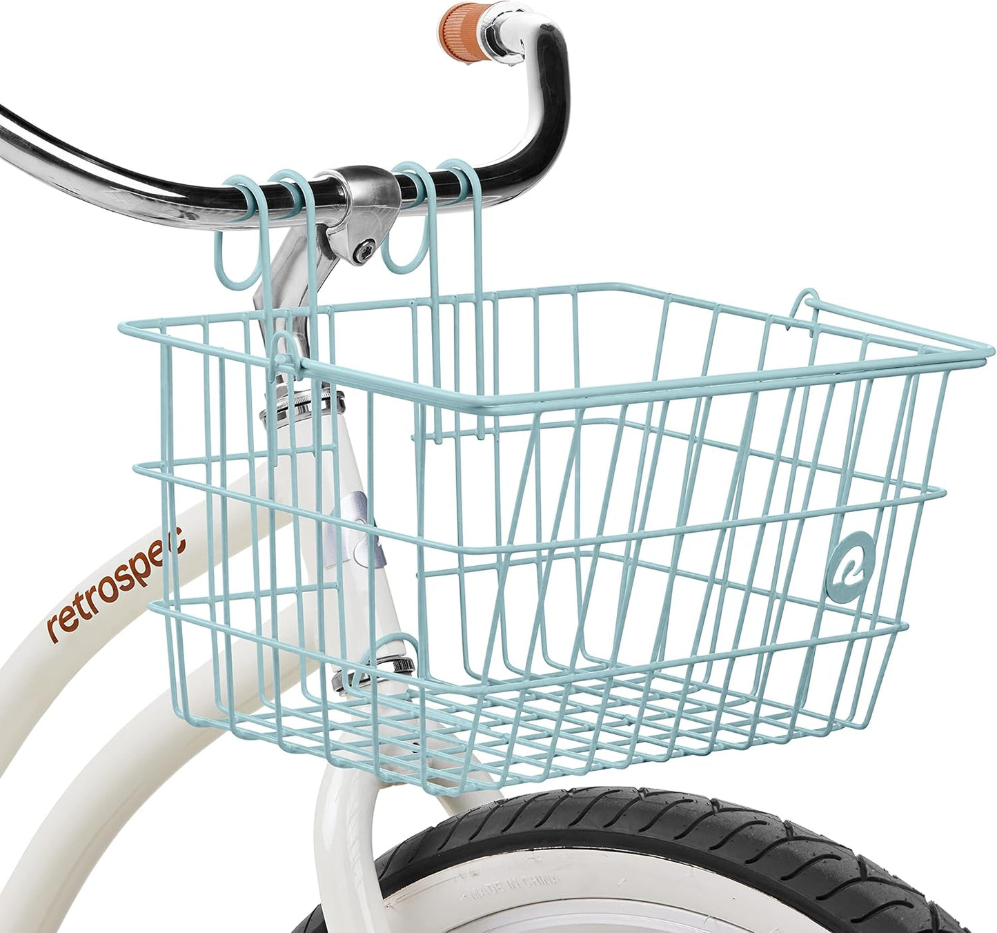 Retrospec Apollo-Lite Lift-Off Bike Basket - Detachable Steel Handlebar Basket with Carrying Handle for Commuting, Shopping & Beach Trips - 14.5in x 9.5in Weather-Resistant Biking Gear