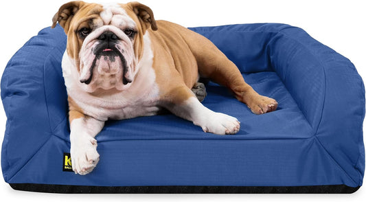 K9 Ballistics Tough Orthopedic Medium Bolster Dog Bed - Washable, Durable and Water Resistant Dog Bed - Made for (M) Medium Dogs, 33"x27", Blue Quartz