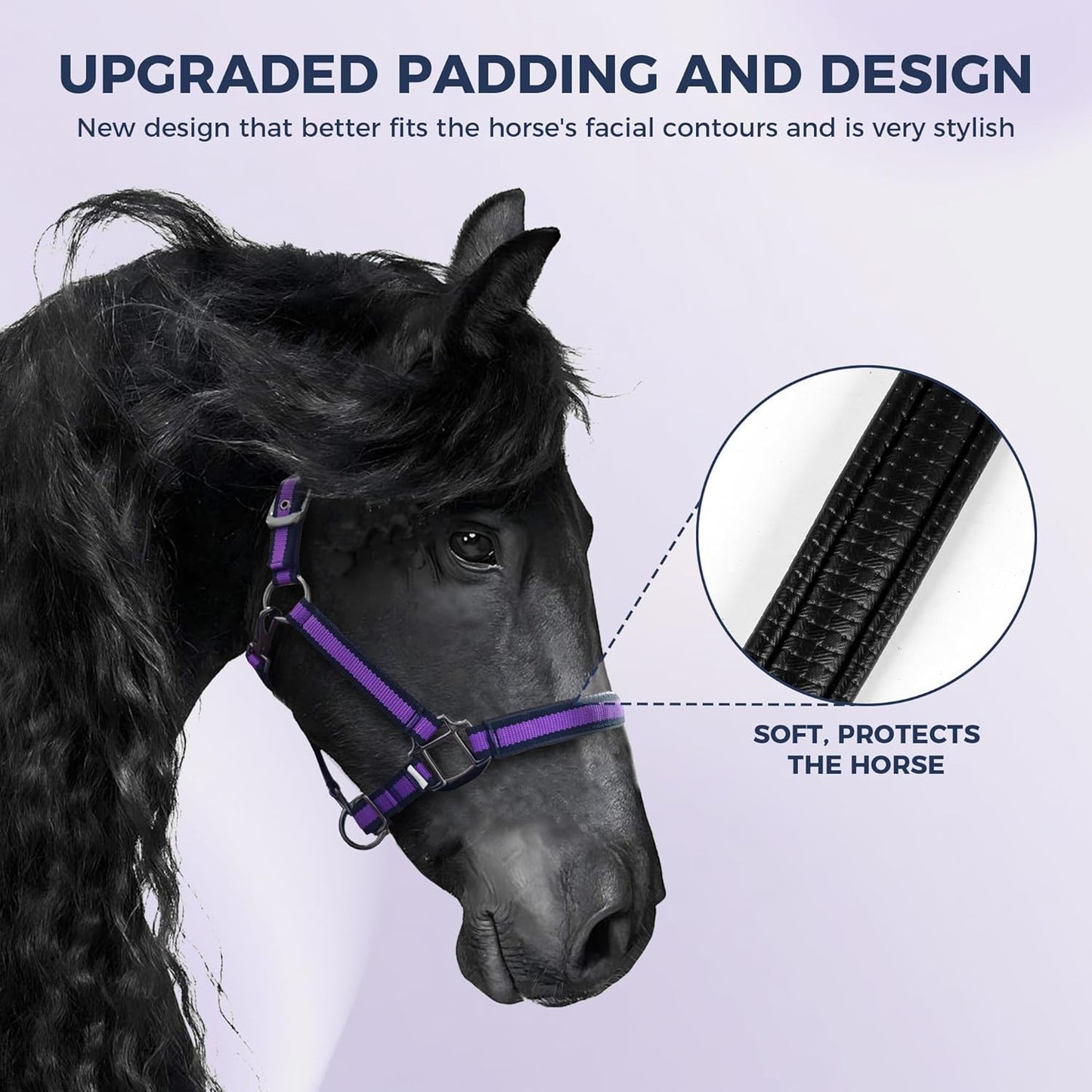 JWODVNTH Adjustable Horse Halter with PP Webbing, Durable Horse Halters with Zinc Alloy Hardware, Horses Training Equipment to Prevent Friction for Training, Competitions & Daily