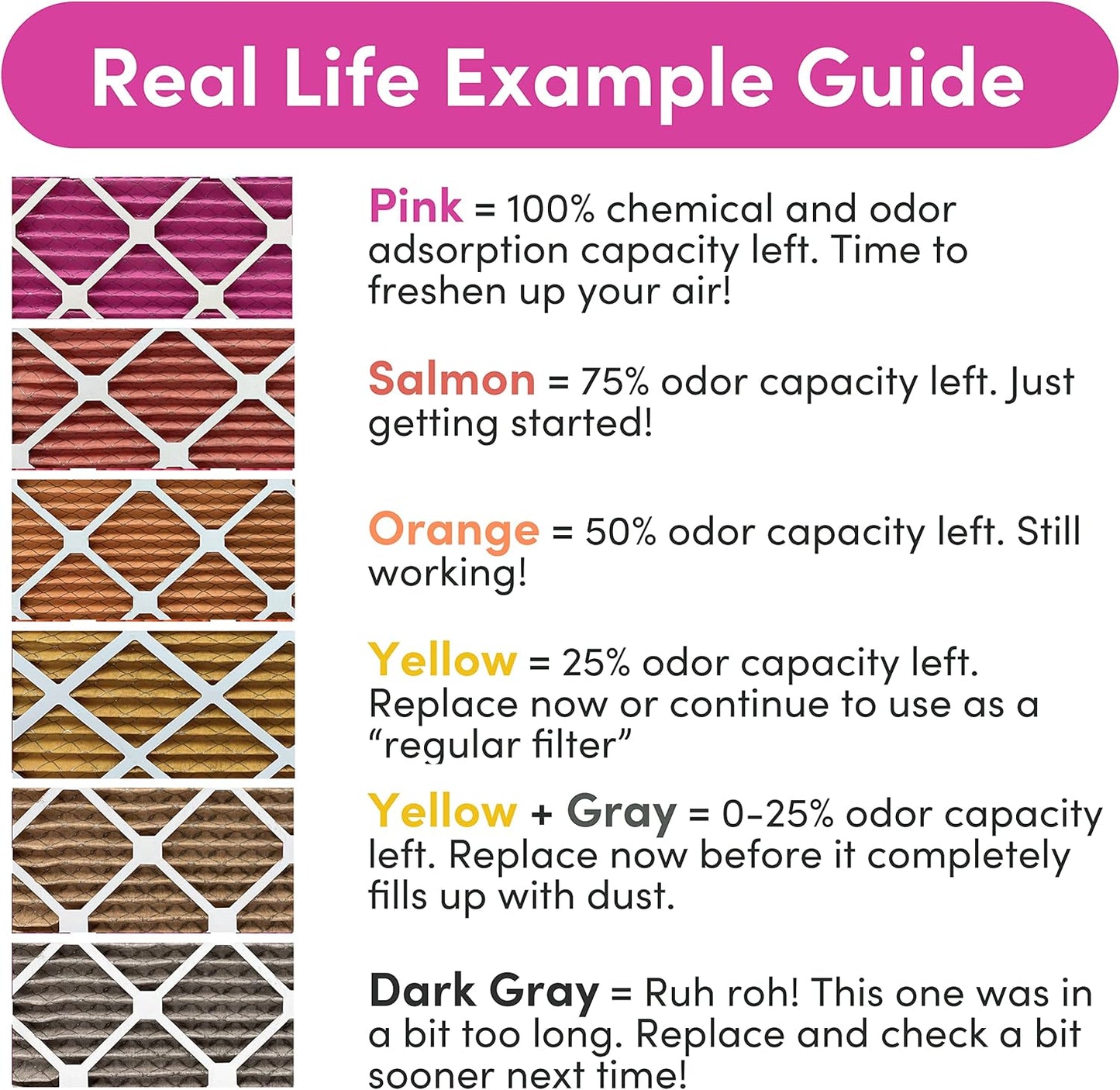 Colorfil 16x25x1 Air Filter (4-Pack) | Made in the USA | Color Changing | Remove Cat and Dog Odor | MERV 8 for Pet Hair Dander and Dust | 15.5"x24.5"x0.75" Exact Size