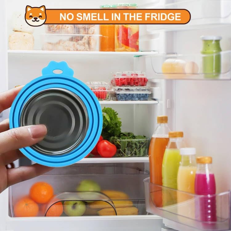 3 Pack Pet Food Can Covers, Silicone Universal Can Lids for Dog & Cat Food, BPA Free, One Fit Most Standard Size Can Lids Top Blue/Green/Red