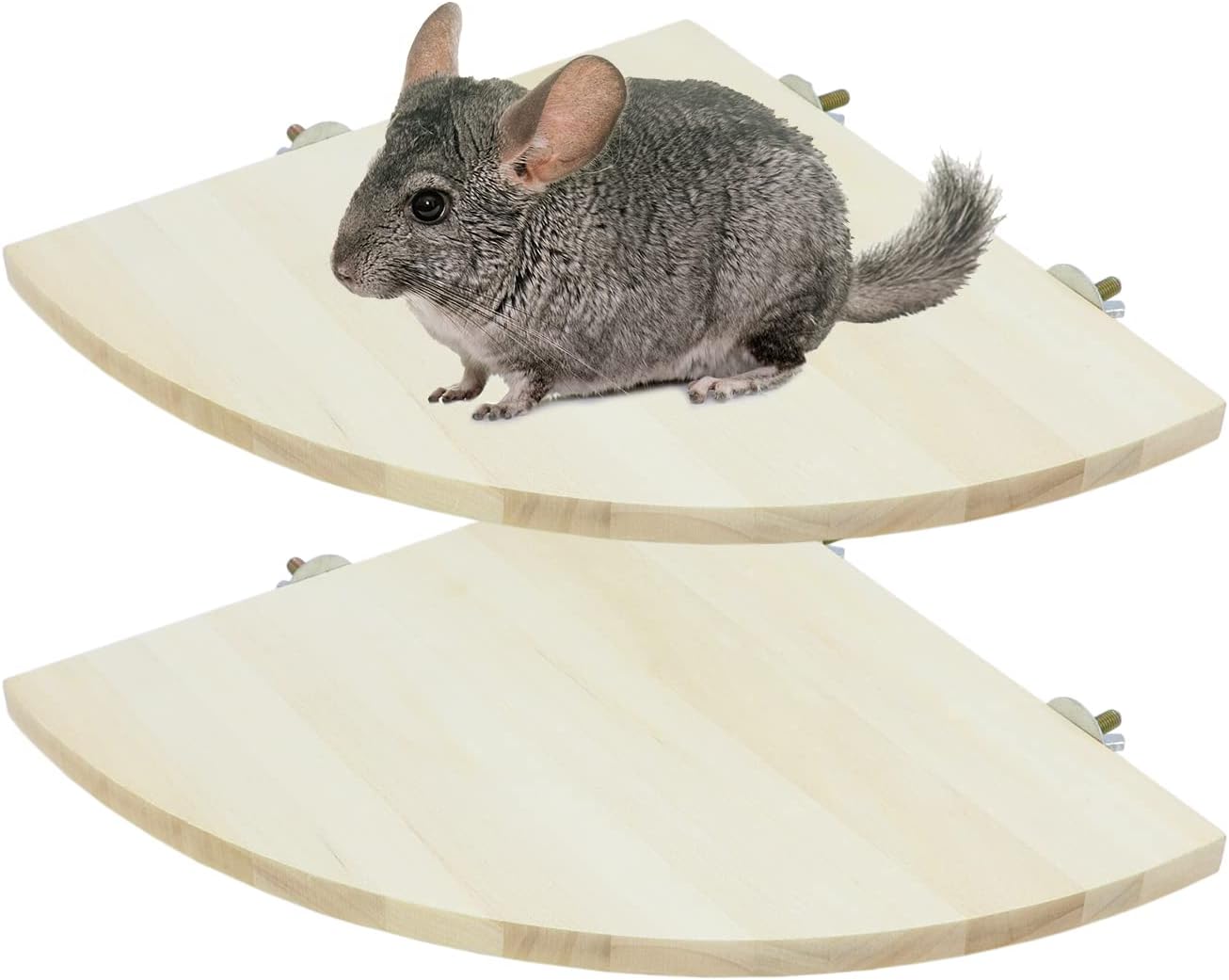 Wontee Bird Perch Stand 2 Pack Wooden Platform Corner Ledge for Budgies Cockatiels Conures African Greys Rats Gerbils Chinchillas Squirrels (XL (9.4"x9.4")