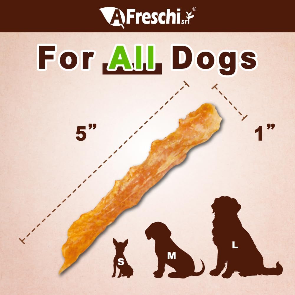 AFreschi Turkey Tendons for Dogs, USA-Sourced, Healthy Dog Treats, Rawhide-Free Puppy Chews, Long Lasting, All Natural, Hypoallergenic Dog Treats, Classic Series, Flaked, 3.5 oz Pack