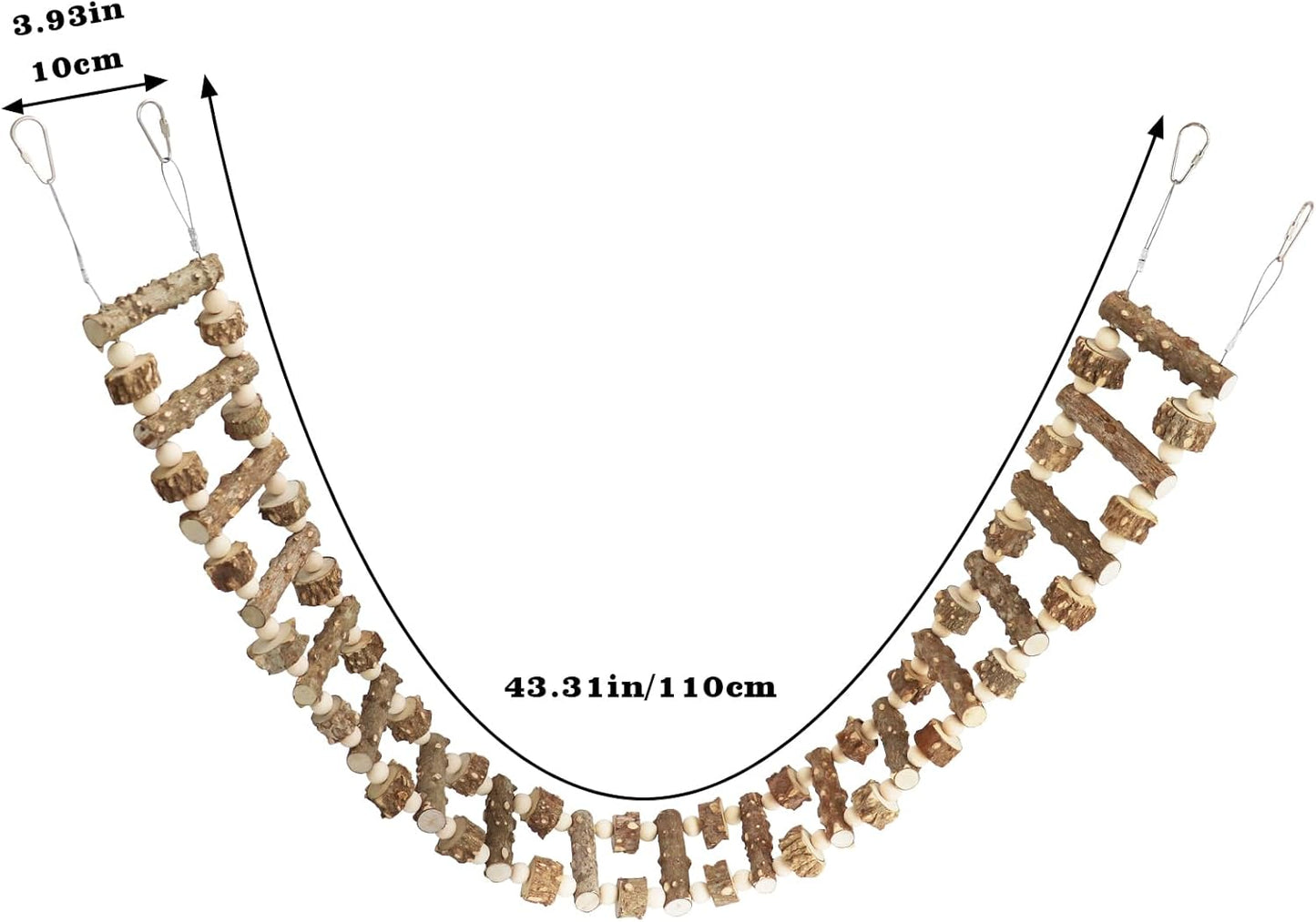 Natural Pepper Wood Hanging Pet Bridge & Swing, Rat & Hamster Climbing Toys, Bird Cage Accessories, Suitable for Parrot, Rat, Squirrel, Sugar Gliders