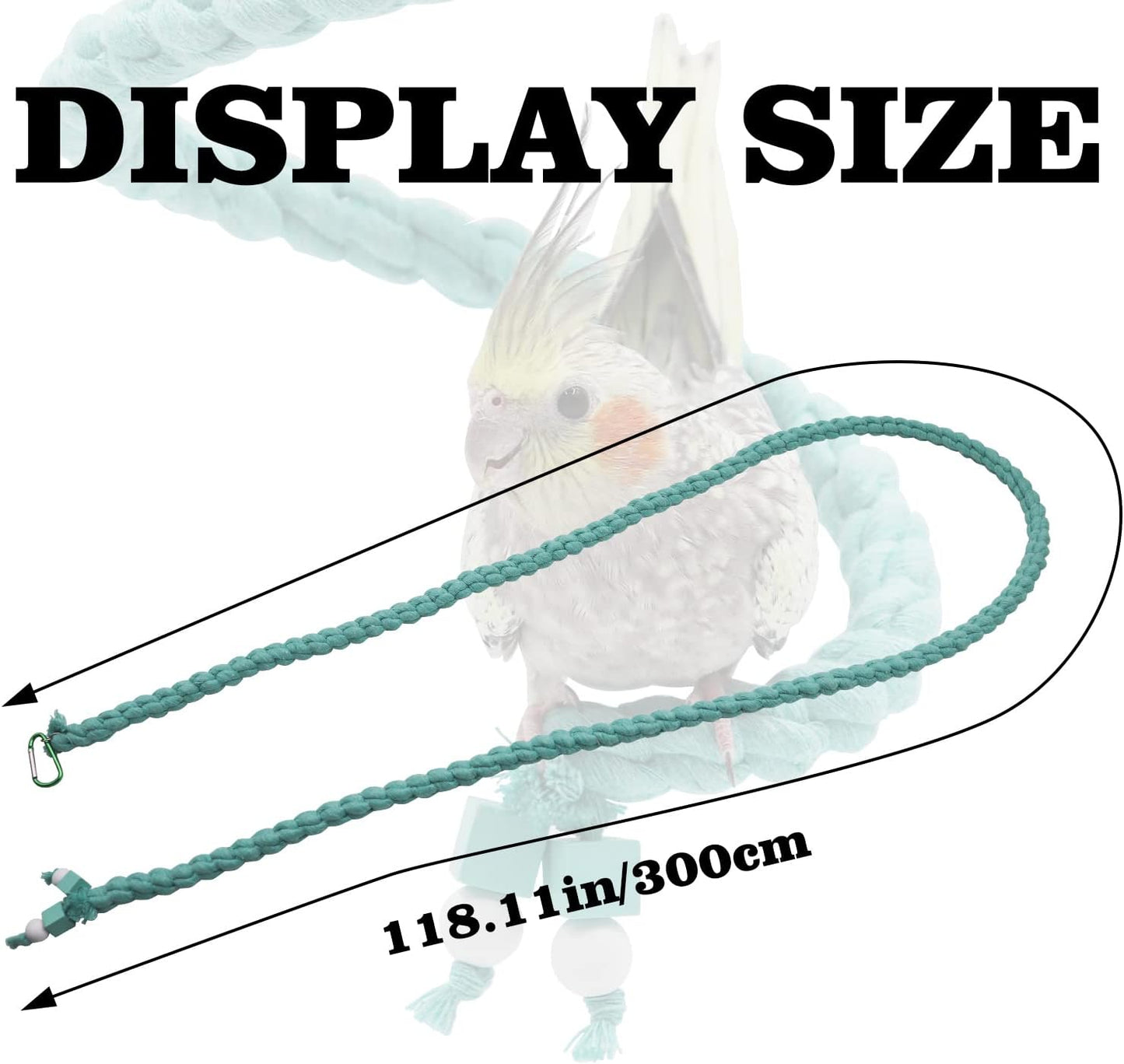Dnoifne Bird Spiral Rope Perch, Blue Cotton Rope Perch for Parrot, Parakeet, Budgie, Lovebird, Cockatiel