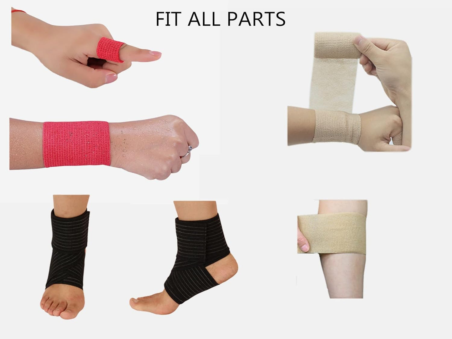 6 Pack 2" x 5 Yards Self Adhesive Bandage Wrap Breathable Cohesive Vet Wrap for Pets, Elastic Self-Adherent Tape for Sports, Wrist, Ankle (Purple)