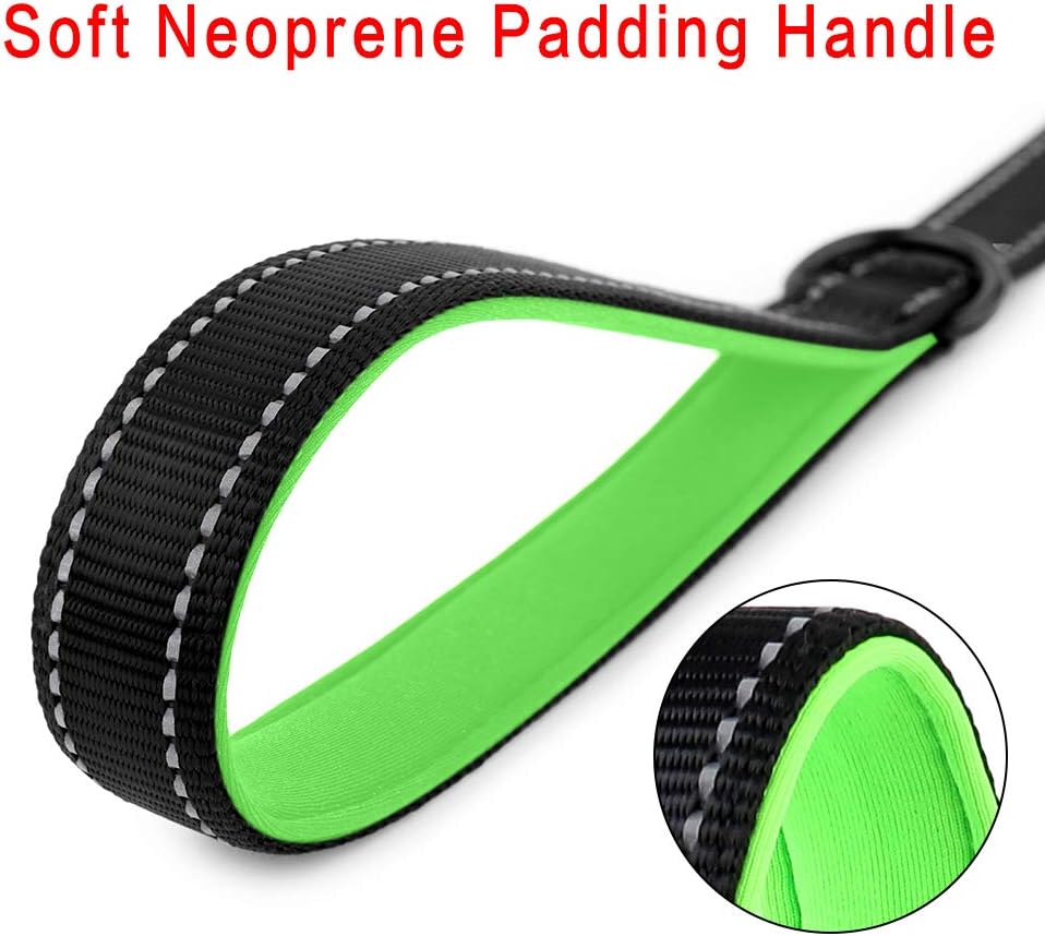 PLUTUS PET Short Training Dog Leash with Padded Handle for Medium Large Big Dogs,18 Inch Heavy Duty Strong Traffic Leash with Carabiner Clip for Climbing Walking or Guiding Blind（18”，Black