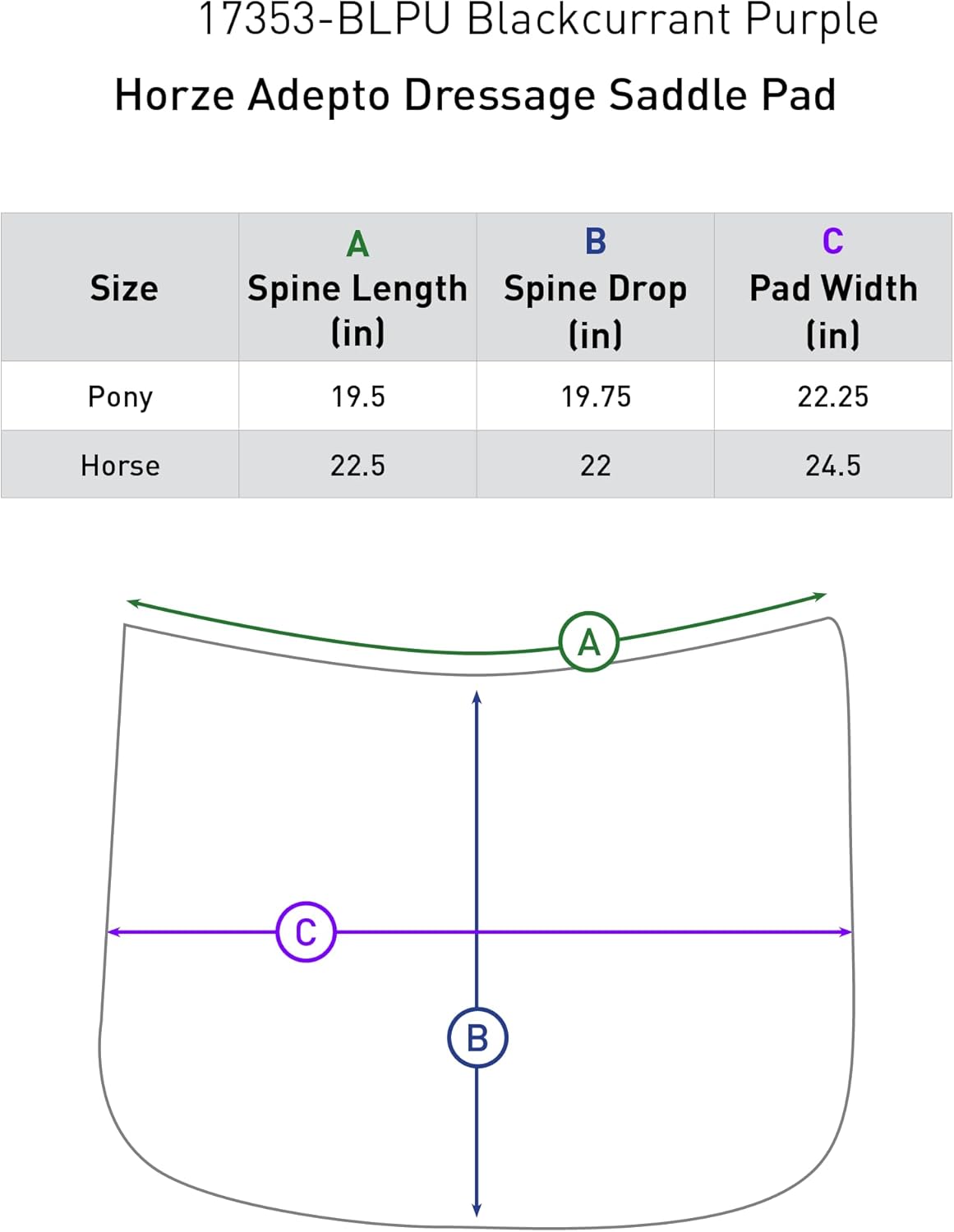 HORZE Adepto Quilted Quick-Dry Dressage Saddle Pad for Horses with Two-Tone Trim