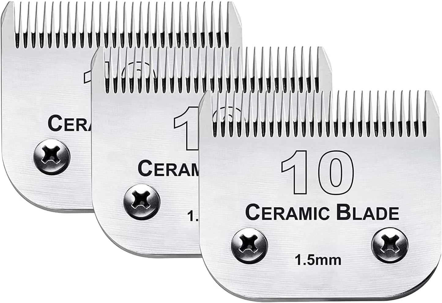 3 Pack 10 Blade Dog Grooming Blades Compatible with Andis Clippers/Oster A5/Wahl KM,Detachable Stainless Steel Blade,Size-10, 1/16-Inch Cut Length