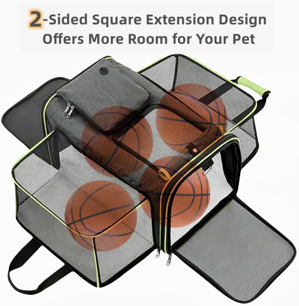 Cat, Dog Carrier for Pets Up to 20 Lbs,Sides Expandable Pet Carrier Bag Large Mesh Safe,Airline Approved Animal Carrier,Soft Sided Collapsible Pet Travel Carrier,Foldable Portable Pet Home (Green)