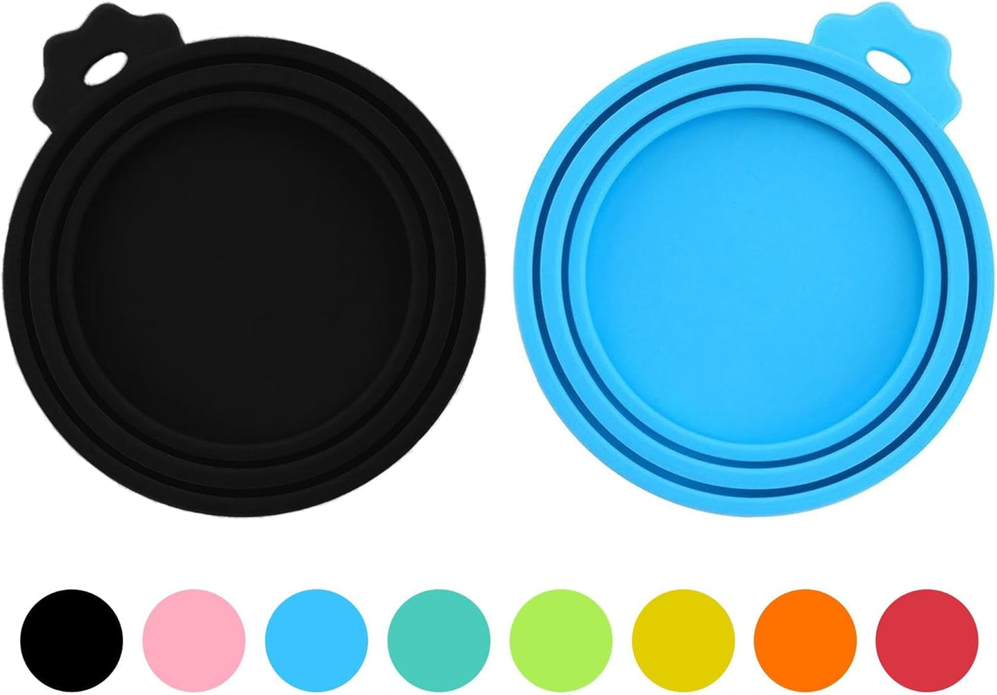 2 Pack Silicone Pet Food Can Lids, Black/Blue, BPA Free, Food Safe, Universal, Pull On, Round, 2 Pieces, Perfect for Most Families with Pets at Home