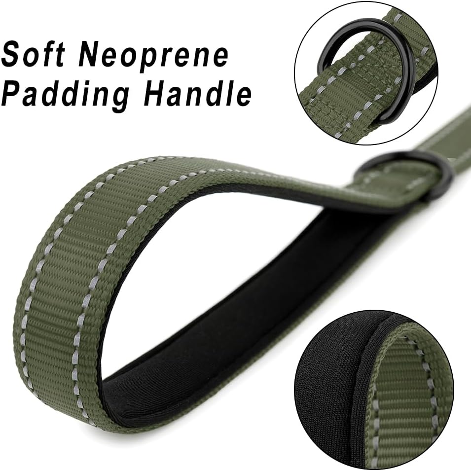 PLUTUS PET Short Training Dog Leash with Padded Handle for Medium Large Dogs,18 Inch Heavy Duty Strong Traffic Leash with Carabiner Clip for Climbing Walking or Guiding Blind(18”，Ranger Green)