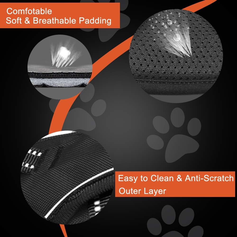 PHOEPET No Pull Dog Harnesses for Small Puppies Reflective Adjustable Front Clip Vest with 2 Metal Leash Clips and Soft Handle(XS, Orange)