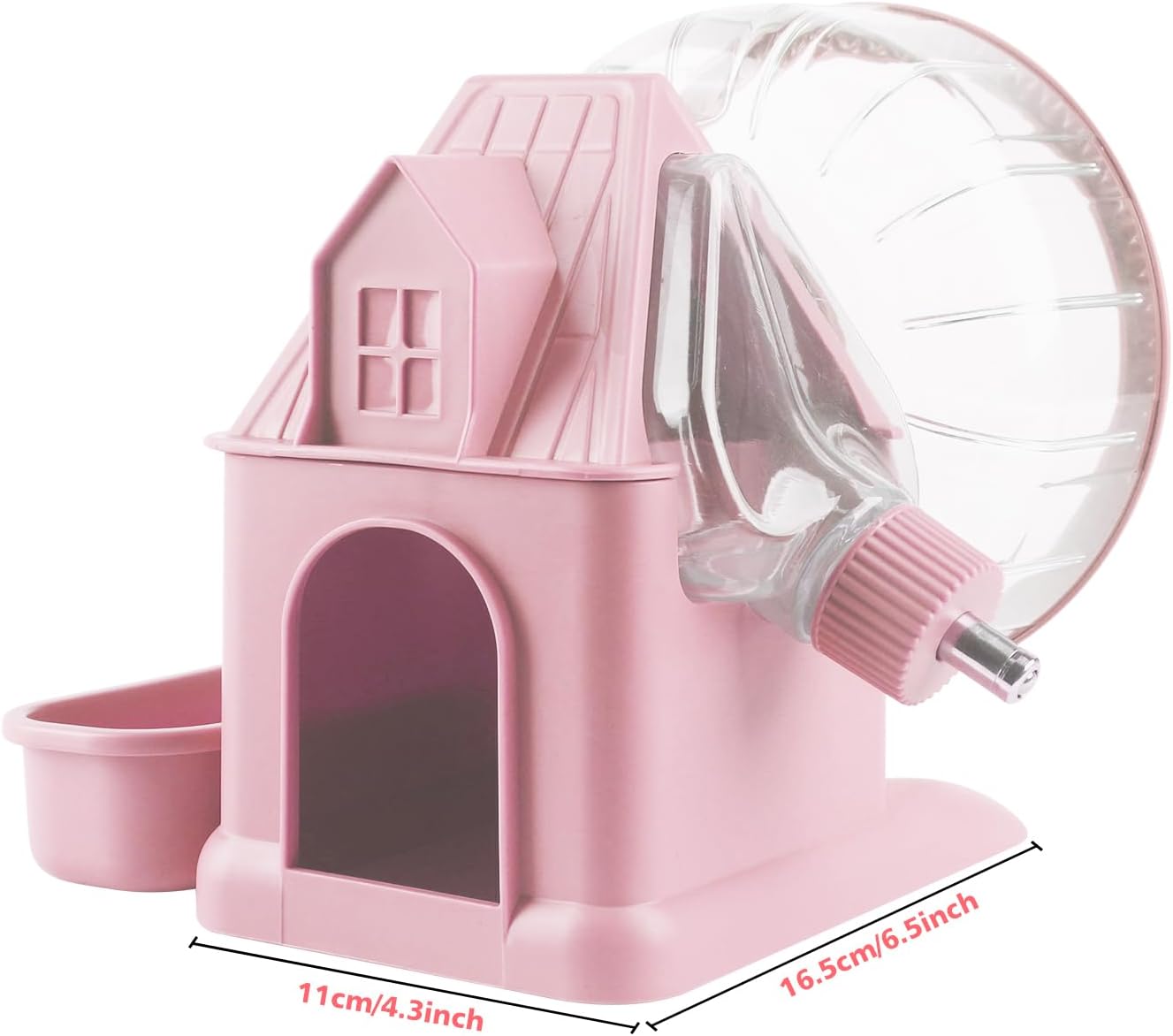 4 in 1 Silent Large Hamster Wheel Multifunctional Hamster Running Wheel Quite Running Spinner Wheel Accessories with Food Bowl Water Bottle for Hamsters Dwarf Gerbil (Pink)