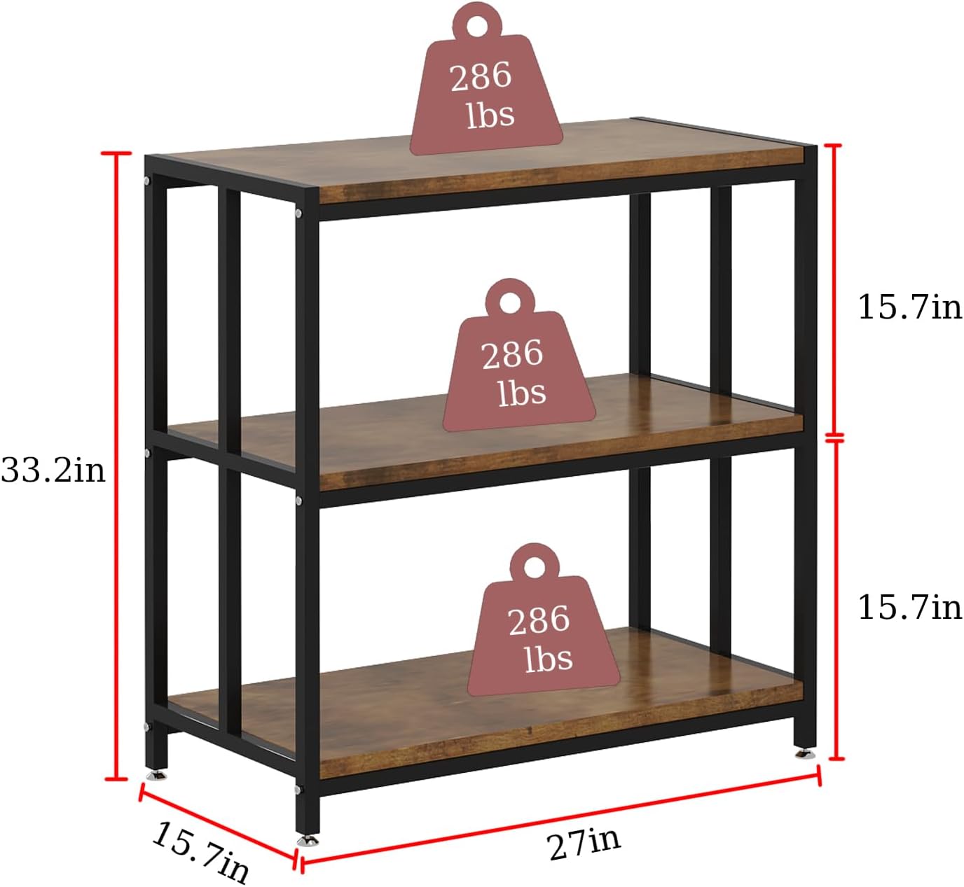 20 Gallon Metal Aquarium Stand with Shelves for Fish Tank Accessories Storage, Reptile Tank Turtle Terrariums Stand for Home Office (Black)