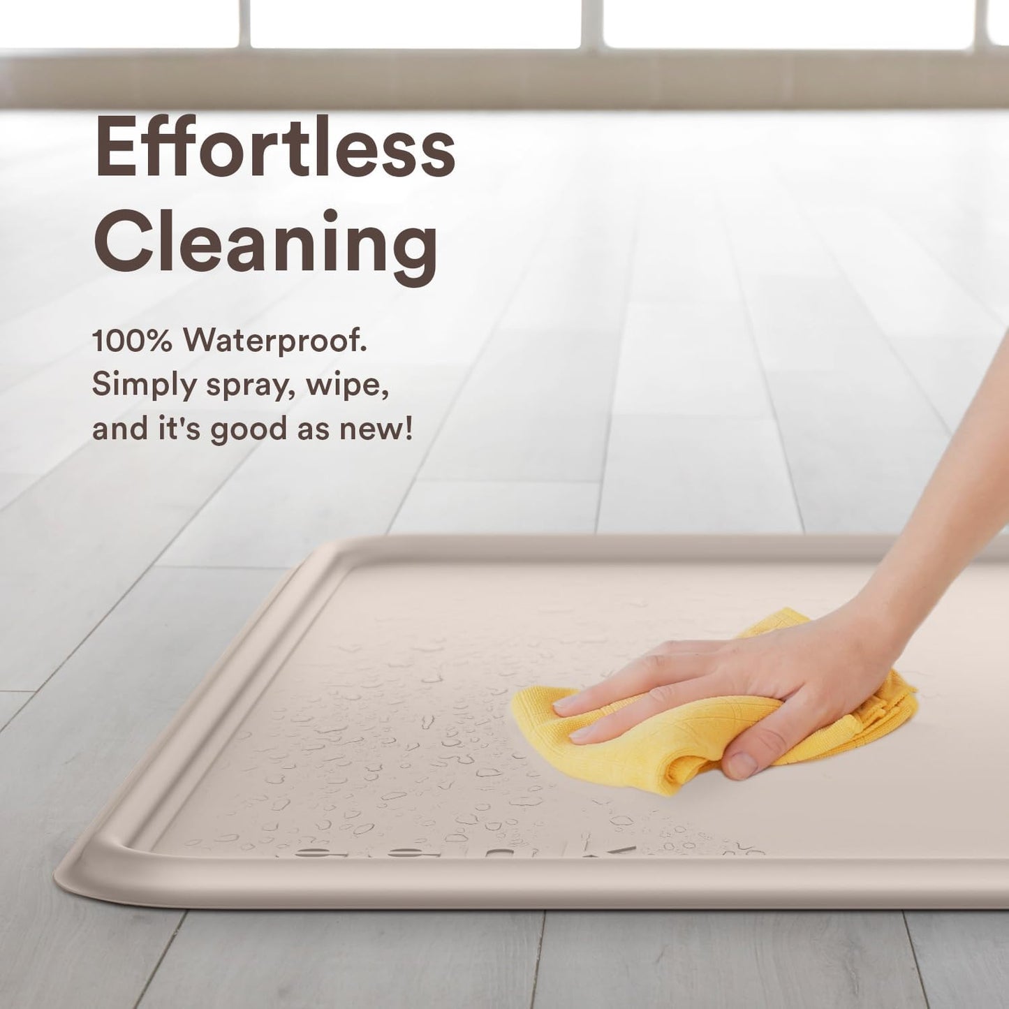 Pee Pad Tray Holder for Dogs - Fits Up to 22 x 22 in. Square Potty Training Pads No Spill Raised Lip High Edge Silicone Mat, Extra Thick and Non-Slip for Indoor Floor Protection (Small, Beige) | eenk