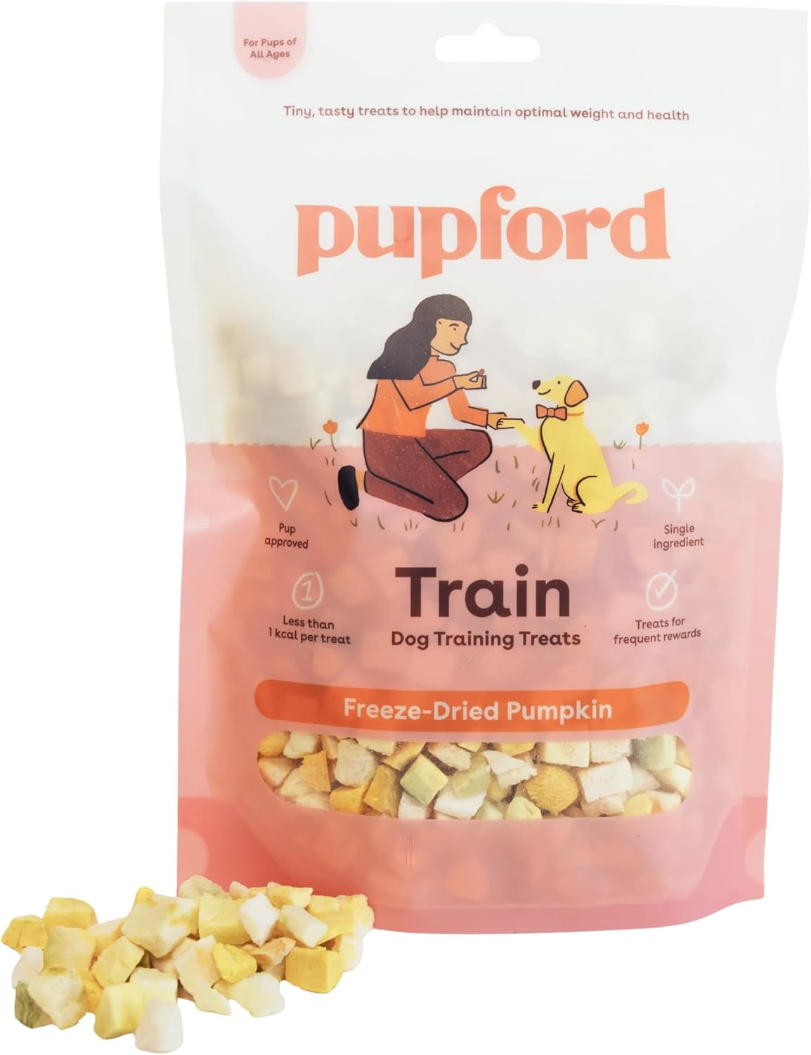 Pupford Freeze Dried Training Treats for Dogs & Puppies, One Ingredient Bites (Pumpkin, 2 oz)