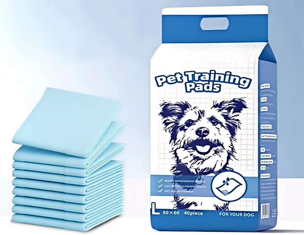 Absorbent Disposable Dog & Cat Training Pads - Large Washable Pet Supplies with Leak-Proof Design for Crate & Indoor Use (40 Count)