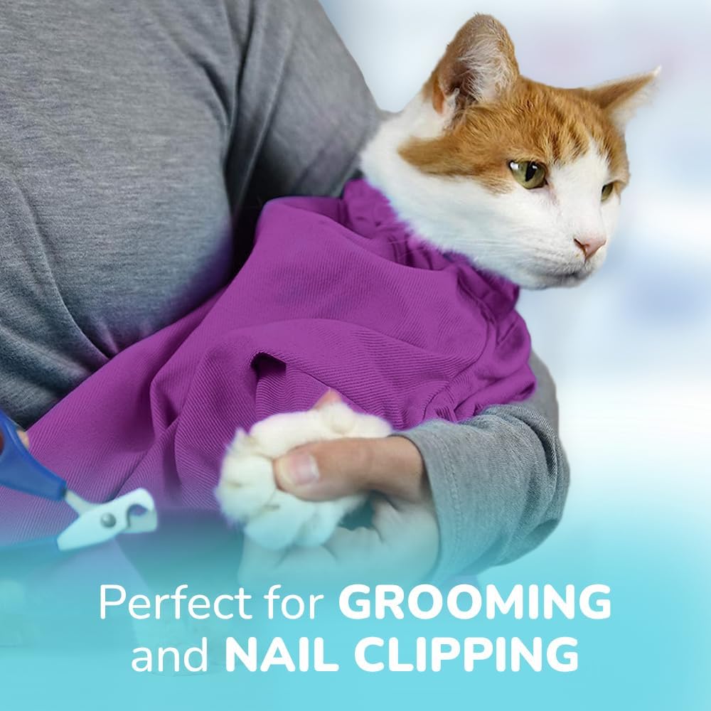 Cozy Comfort Carrier - X-Large Lavender Cat Carrier Soft, Cat Restraint Bag and Cat Sling Carrier for Grooming, Vet Visits, Medication Administration, Dental Care, and Nail Trimming