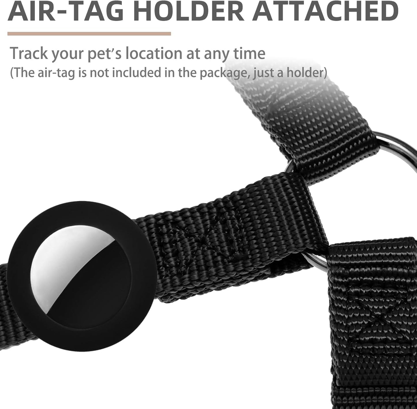 PUPTECK No Pull Dog Harness Soft Adjustable Basic Nylon Step in Puppy Vest Outdoor Walking with ID Tag and A-ir Tag Case, Black, XS