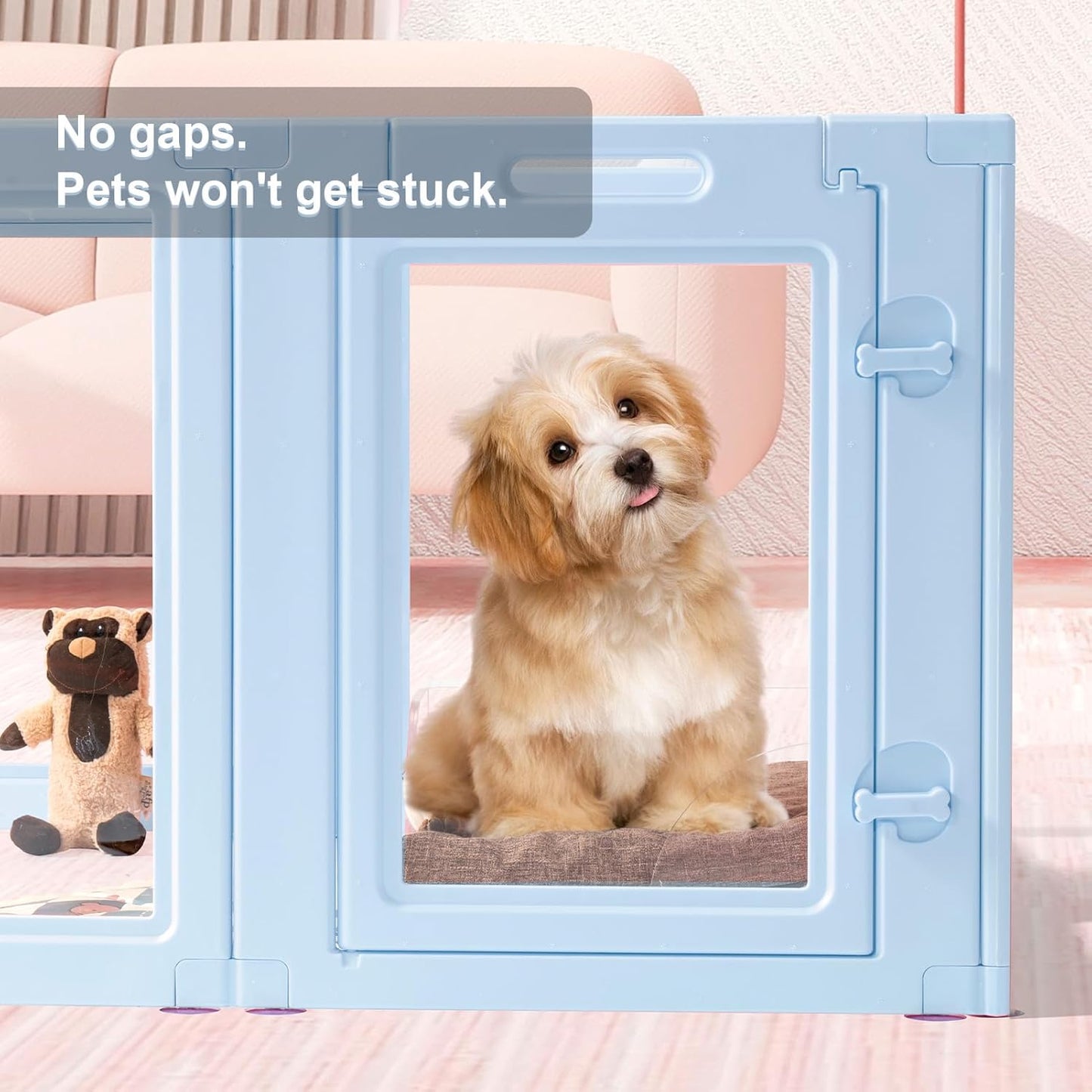 Clear Acrylic Dog Playpen,Transparent DIY Dog Pen,Easy Assembly and Disassembly,Indoor and Outdoor Use,Simple Cleansing Fence (Sky Blue, 60CM, 12 Panel)