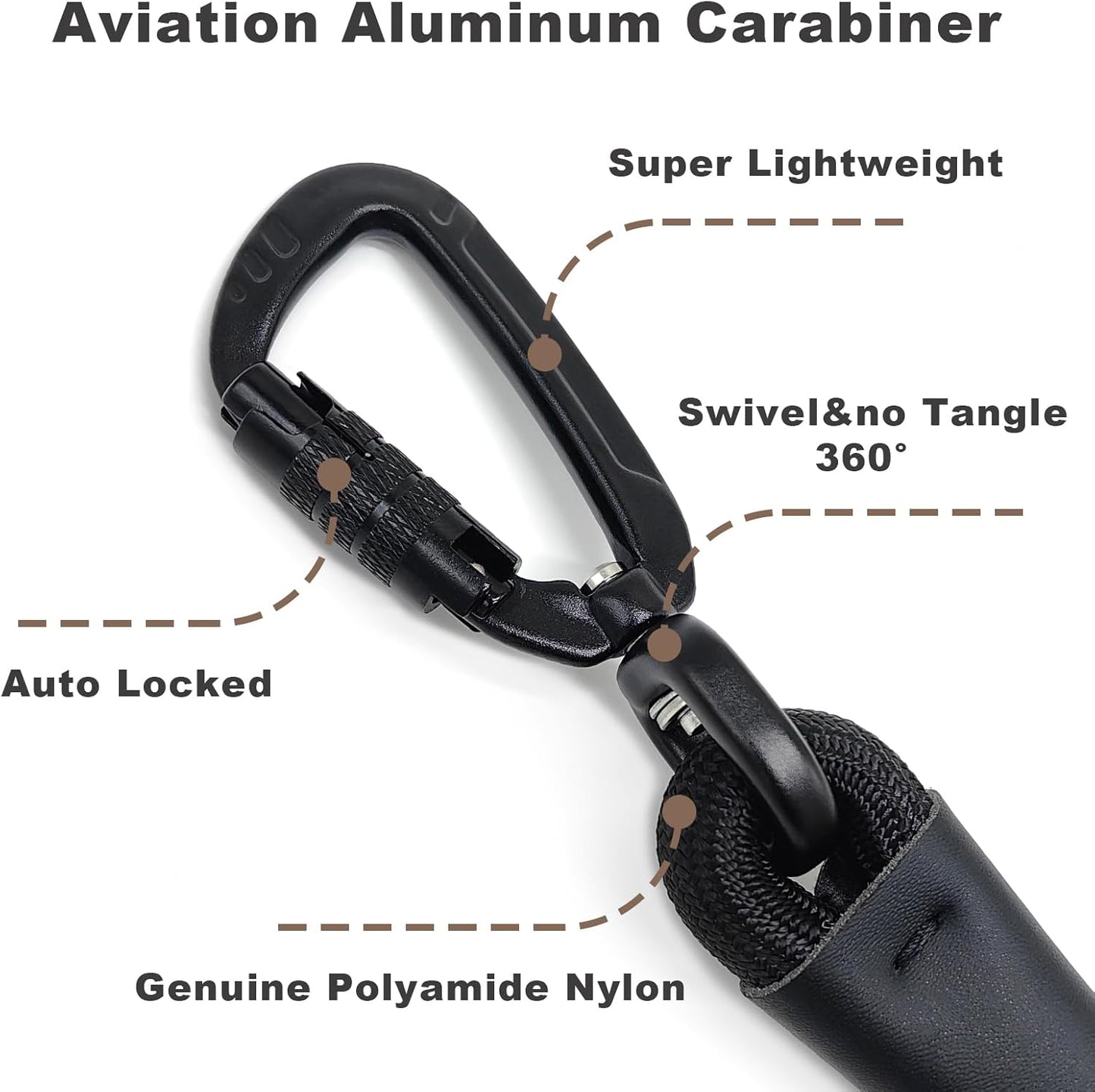 Rope Dog Leash with Two Handles, 6 Foot Heavy Duty Dog Leash with Aviation Aluminum Auto Locking Carabiner, Strong Nylon Pet Lead for Small, Medium, Large Dogs (Green, 6FT-Two Handle)