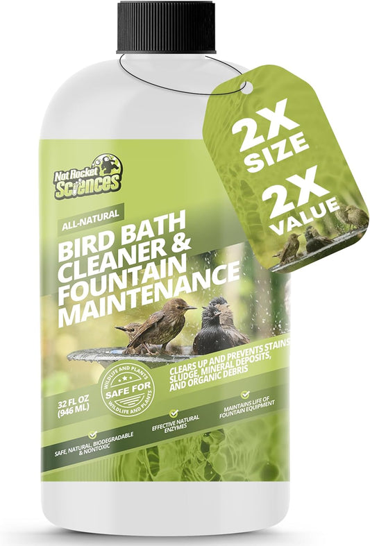 32oz Bird Bath Cleaner, Cleans 160 Gallons of Water, Ideal Fountain Cleaner Safe for Birds, Bird Bath Fountains Clarifier, Liquid Birdbath and Fountain Maintenance, Promotes Clean & Clear Water