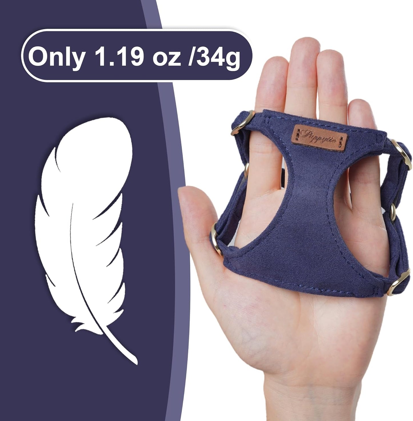 Puppytie No Pull Dog Harness with Multifunction Dog Leash,Soft Adjustable No Choke Escape Proof Pet Harness Vest for Medium Dogs or Large Dogs,Navy,M