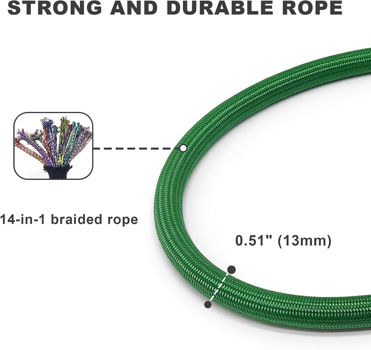 Rope Dog Leash, 6 Foot Heavy Duty Dog Leash with Aviation Aluminum Auto Locking Carabiner, Strong Nylon Pet Lead for Small, Medium, Large Dogs (Green, 6FT)