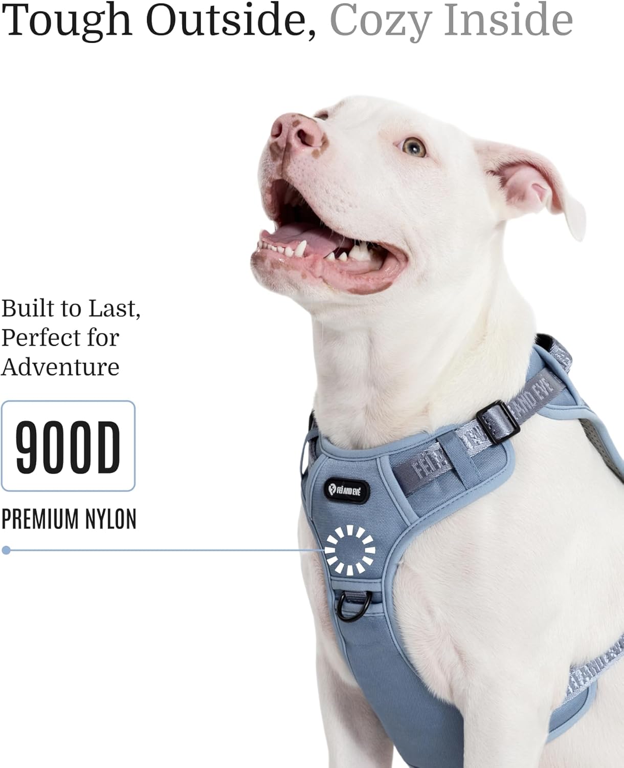 2025 New Edition, Fei & Eve MagEase Dog Harness - 3-Second Magnetic Buckles | 3-Point No-Pull Control | Heavy-Duty 900D Nylon | Dual Safety Handles | Breathable Mesh | Adjustable Fit | Large, Blue