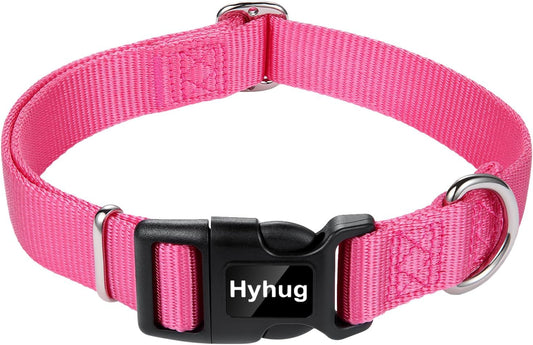 Hyhug Small Dog Collar Quick-Release Pink| Heavy-Duty Nylon Puppy Collar, Adjustable & Durable Pet Supplies for Boy & Girl Dogs (Small, Candy Pink)