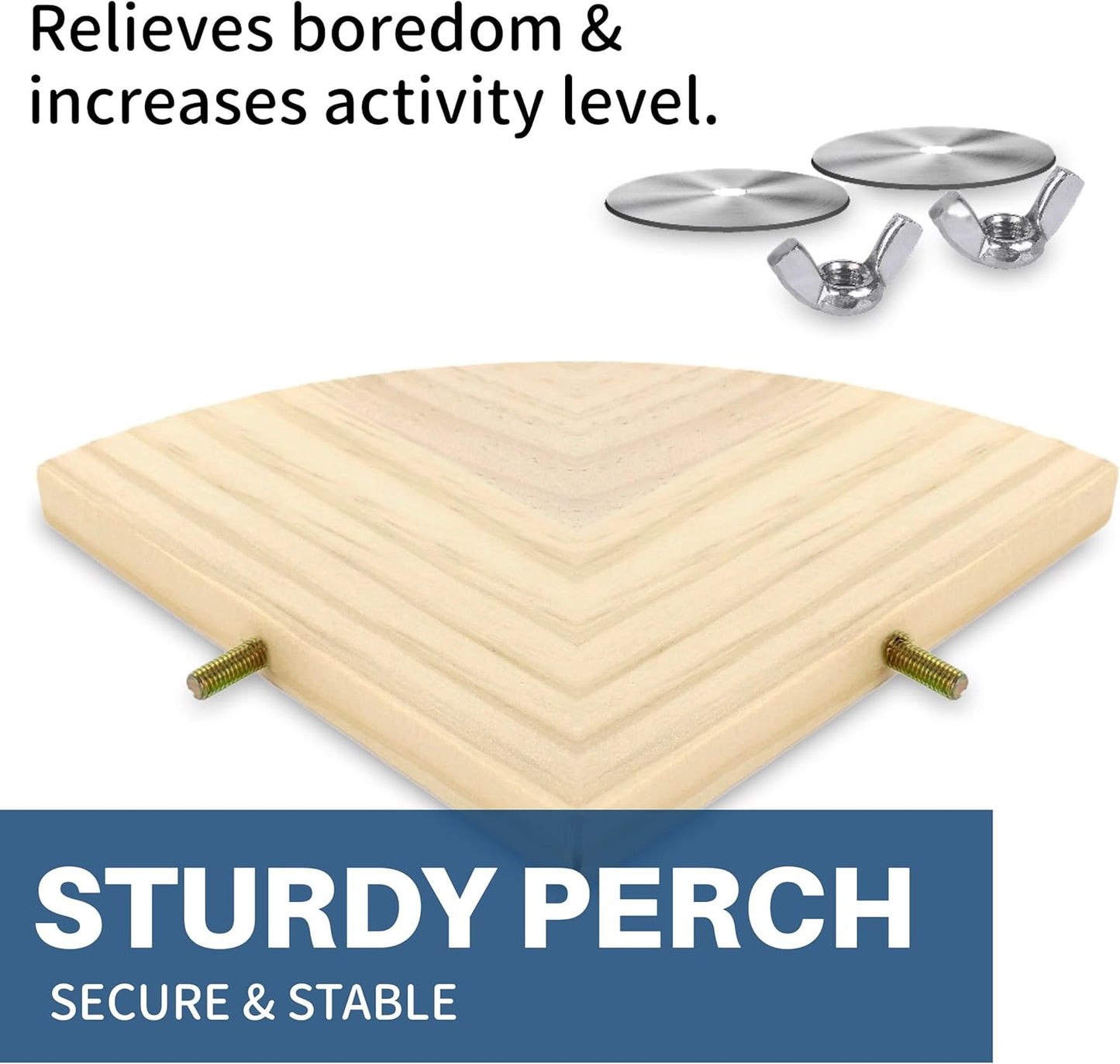 Bird Perch Corner Stand for Bird Cage Corner Platform Wood Bird Perches Corner Shelf Rest for Birds Parrots Cockatiels and Other Animal Pet Cages (Wood, Flat - Large)