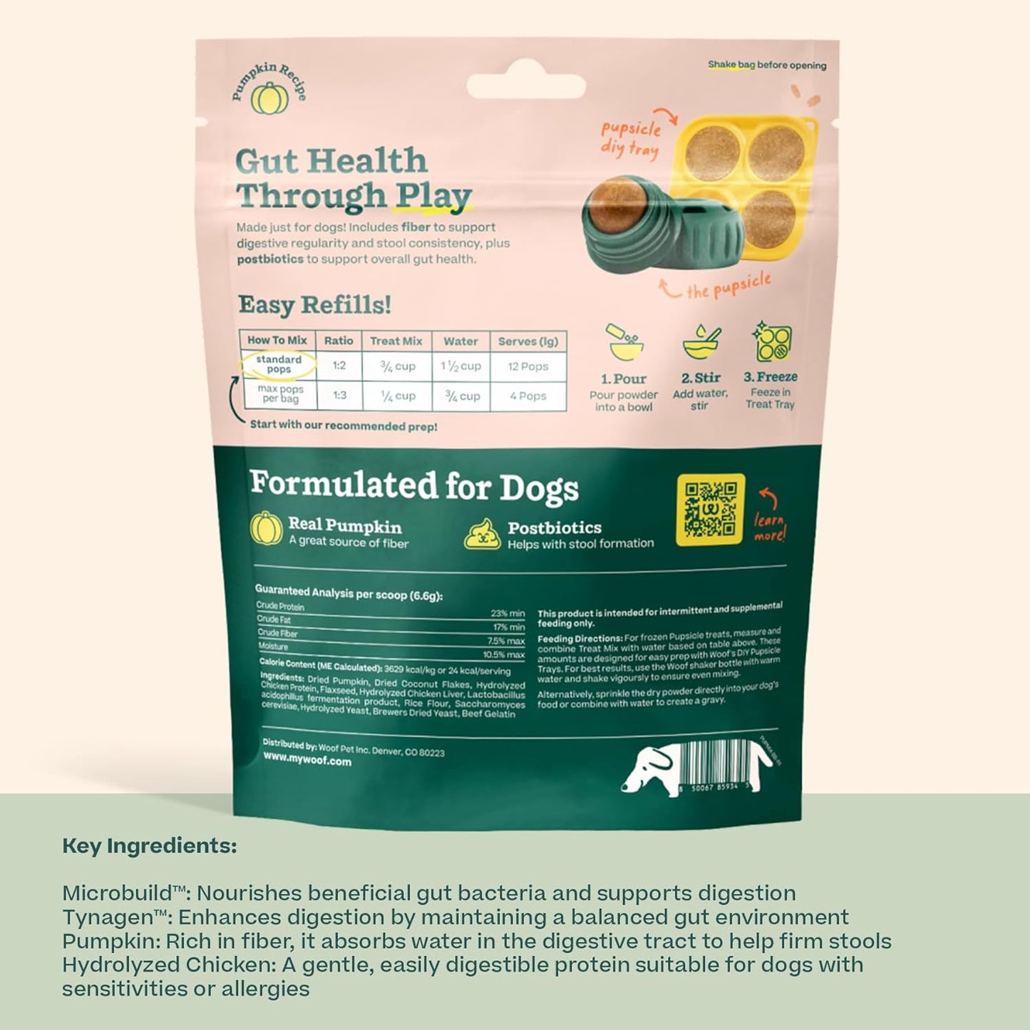 WOOF Dog Pupsicle Mix - Easy-to-Make DIY Pupsicle Refills - Tasty, Healthy Pupsicle Mix - Wholesome Ingredients - Long-Lasting Treats for Dogs - Balanced Belly Mix