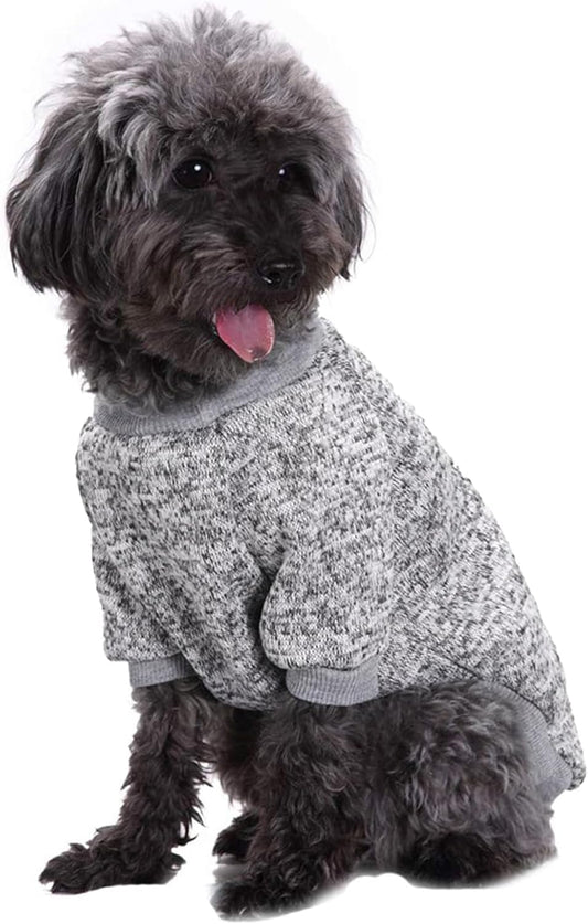 Jecikelon Dog Clothes Dogs Sweater Soft Puppies Clothing Winter Puppy Sweaters Warm Outfit for Dogs Small XXS XS Cat Apparel (Grey, L)