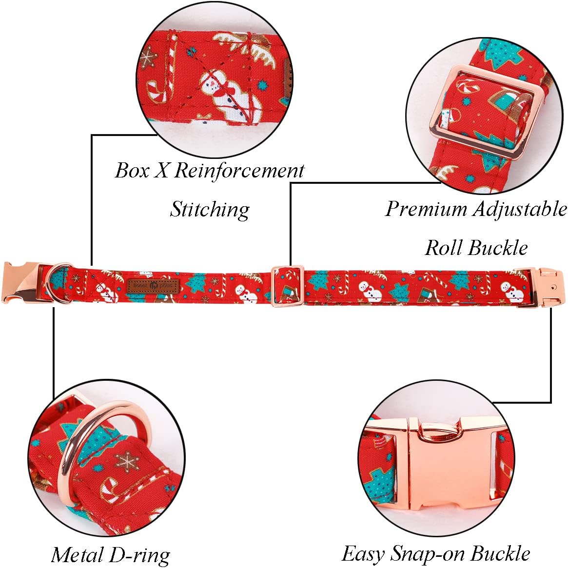 Lionet Paws Christmas Dog Collar with Bowtie, Dog Bowtie Collar with Metal Buckle for Dogs, Adjustable Comfortable Dog Collar Girl Boy Gift, XL, Neck 16-26 in