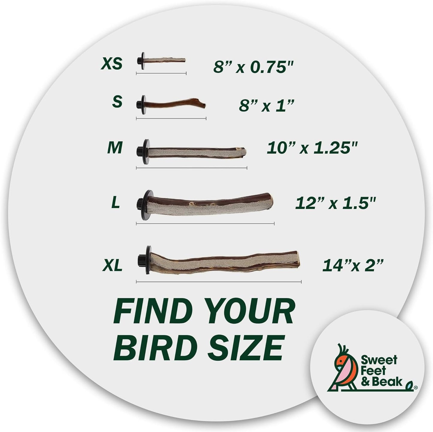 Superoost Manzanita Pumice Pedicure Perch- Easy to Install Bird Cage Accessories for Healthy Feet, Nails and Beak - Natural Bird Perches Imitates Birds' Life in The Wild - S 8"